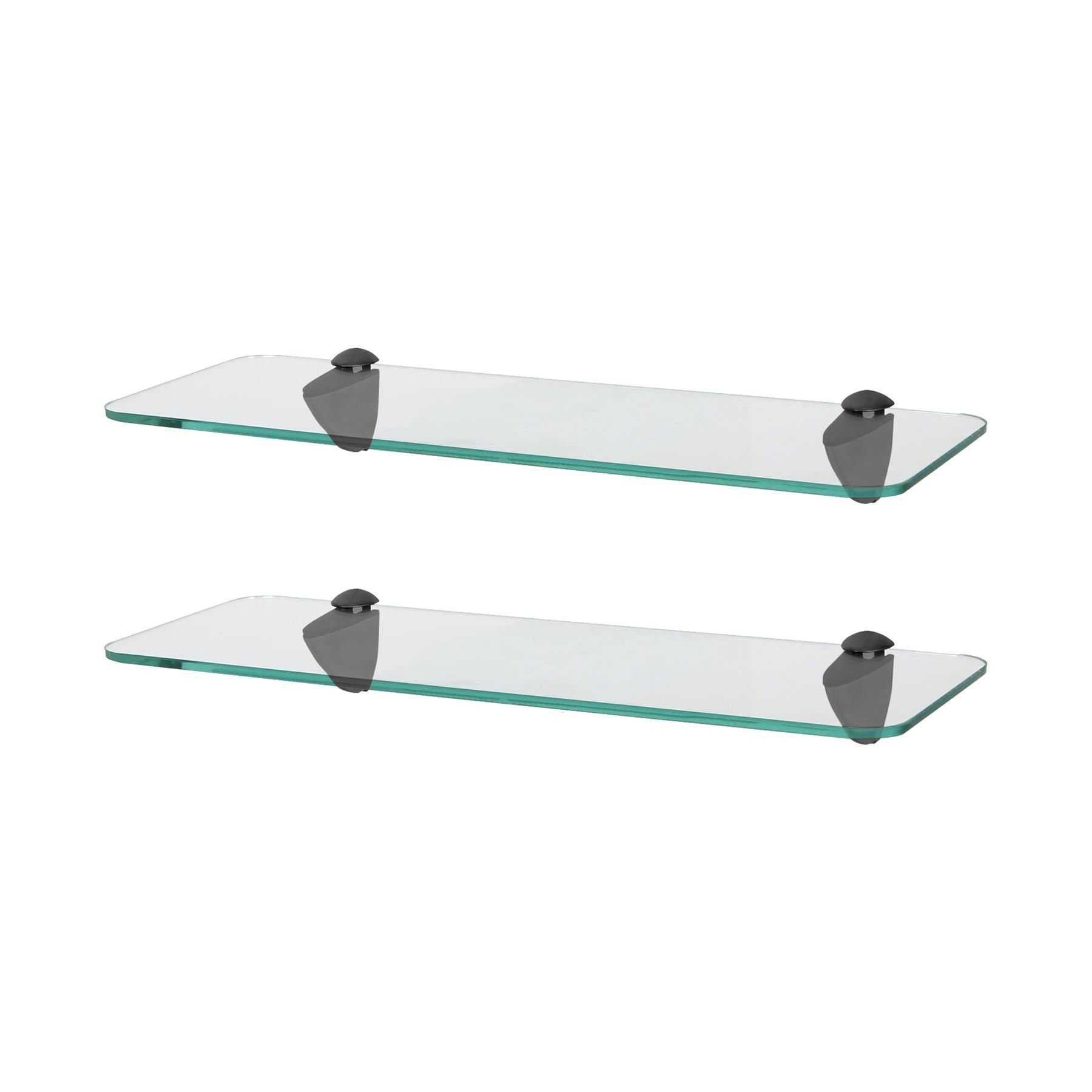 Harbour Housewares Rounded Glass Bathroom Shelves - Black - Set of 2