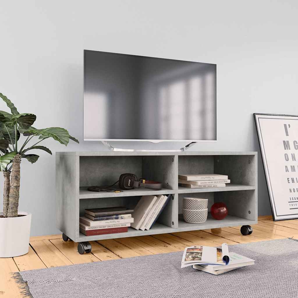 Walplus 4 Compartment TV Cabinet - Stone Grey - 90 x 35 x 35 cm