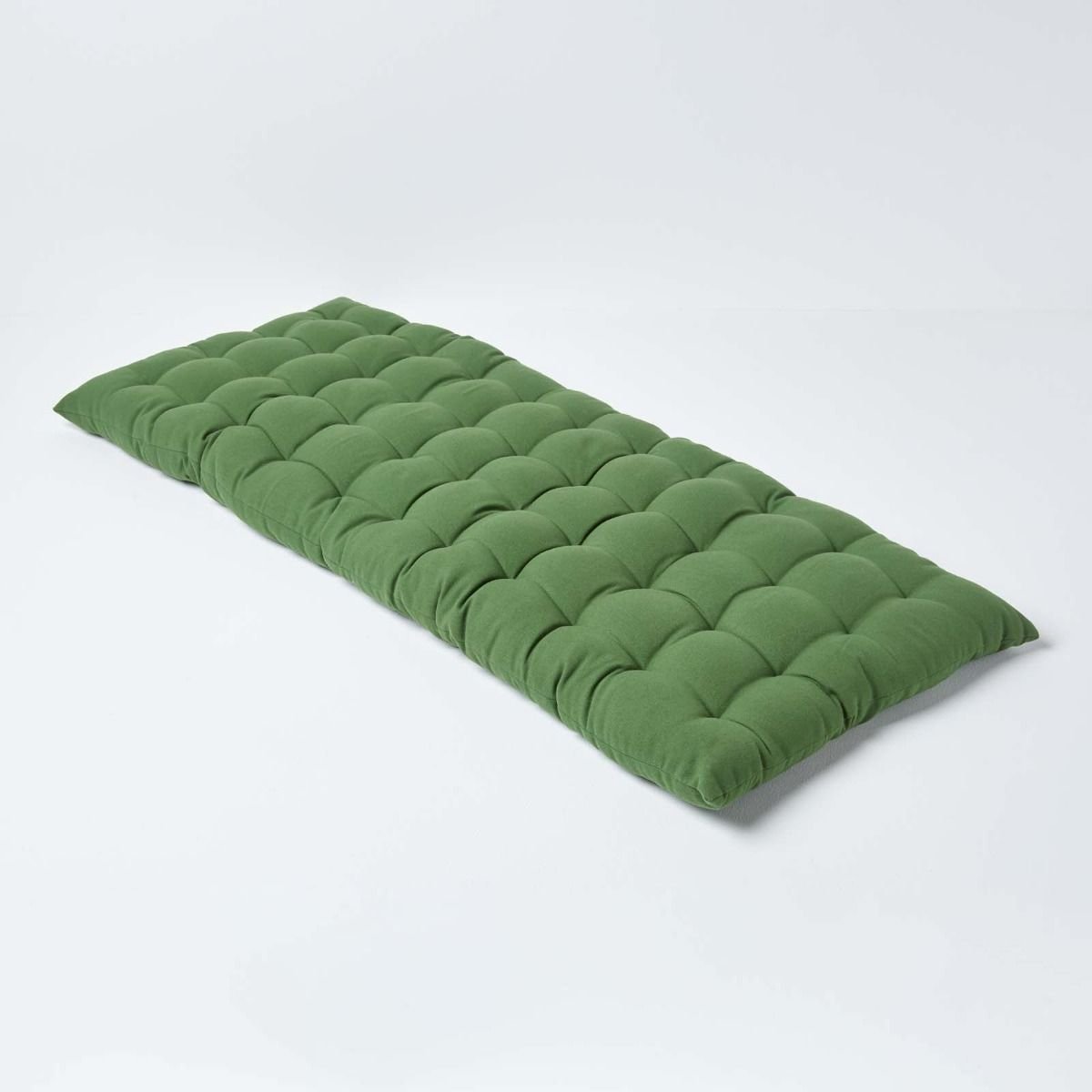 Homescapes Cotton Bench Cushion 2 Seater - Dark Olive