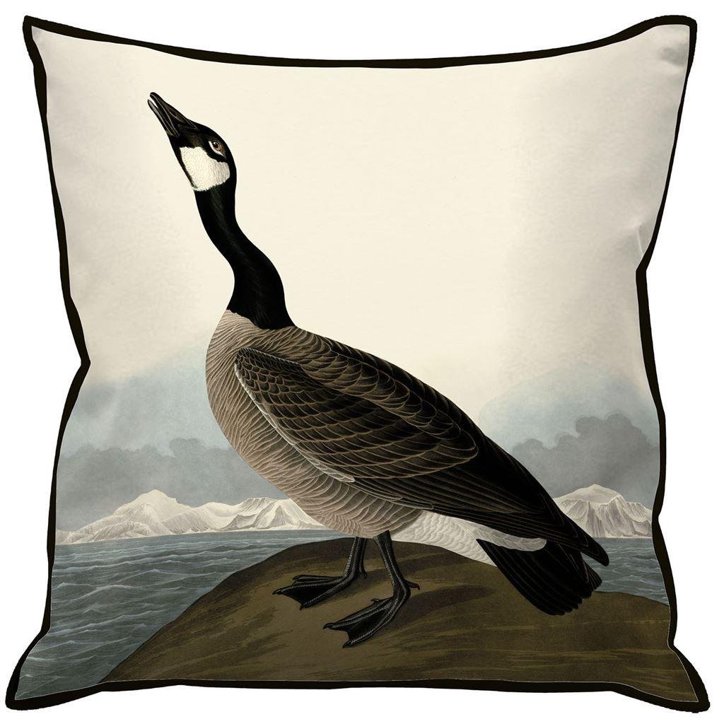 John James Audubon Hutchin Barnacle Goose Filled Cushion - Black & White