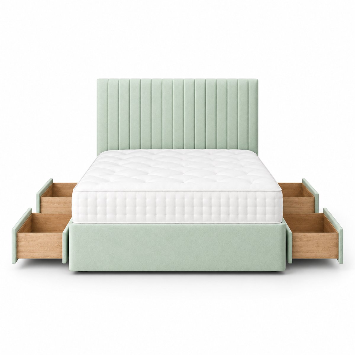 Comfy Deluxe 5ft King Size    4 Drawer Suede  Divan Bed Set -  Duck Egg