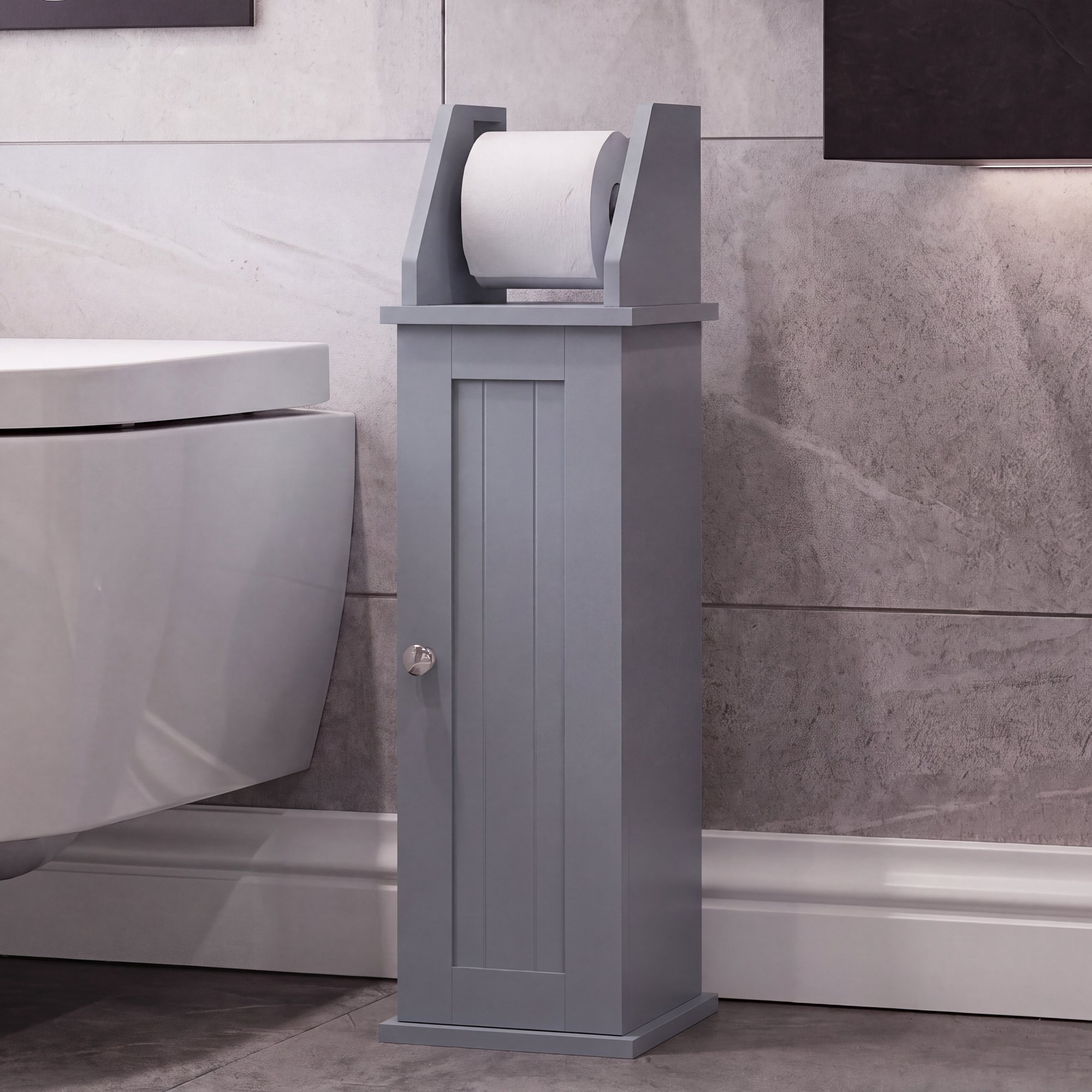 Bath Vida Hayle Toilet Roll Holder & Cupboard FSC - Grey