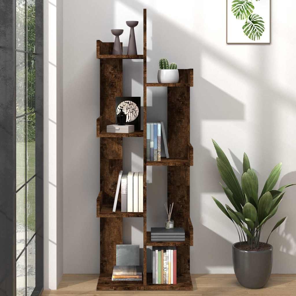 Walplus Engineered Wood Book Cabinet - Dark Oak - 48 x 25.5 x 140 cm