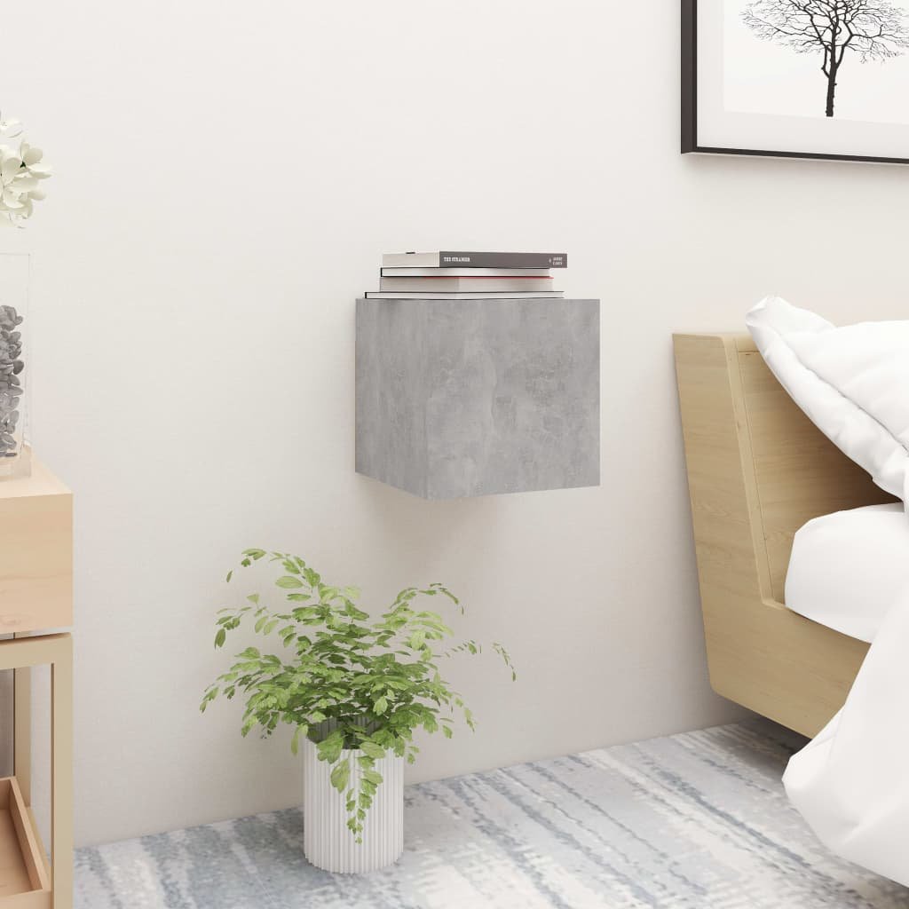 Walplus Engineered Wood Bedside Cabinet - Stone Grey - 30.5 x 30 x 30 cm