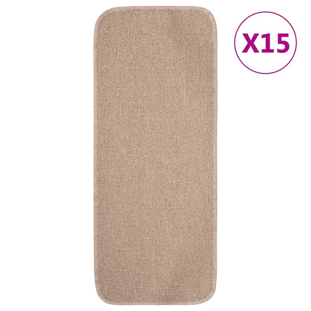 Walplus Pack of 15 Polypropylene Stair Mats - Beige - 25 x 60 cm