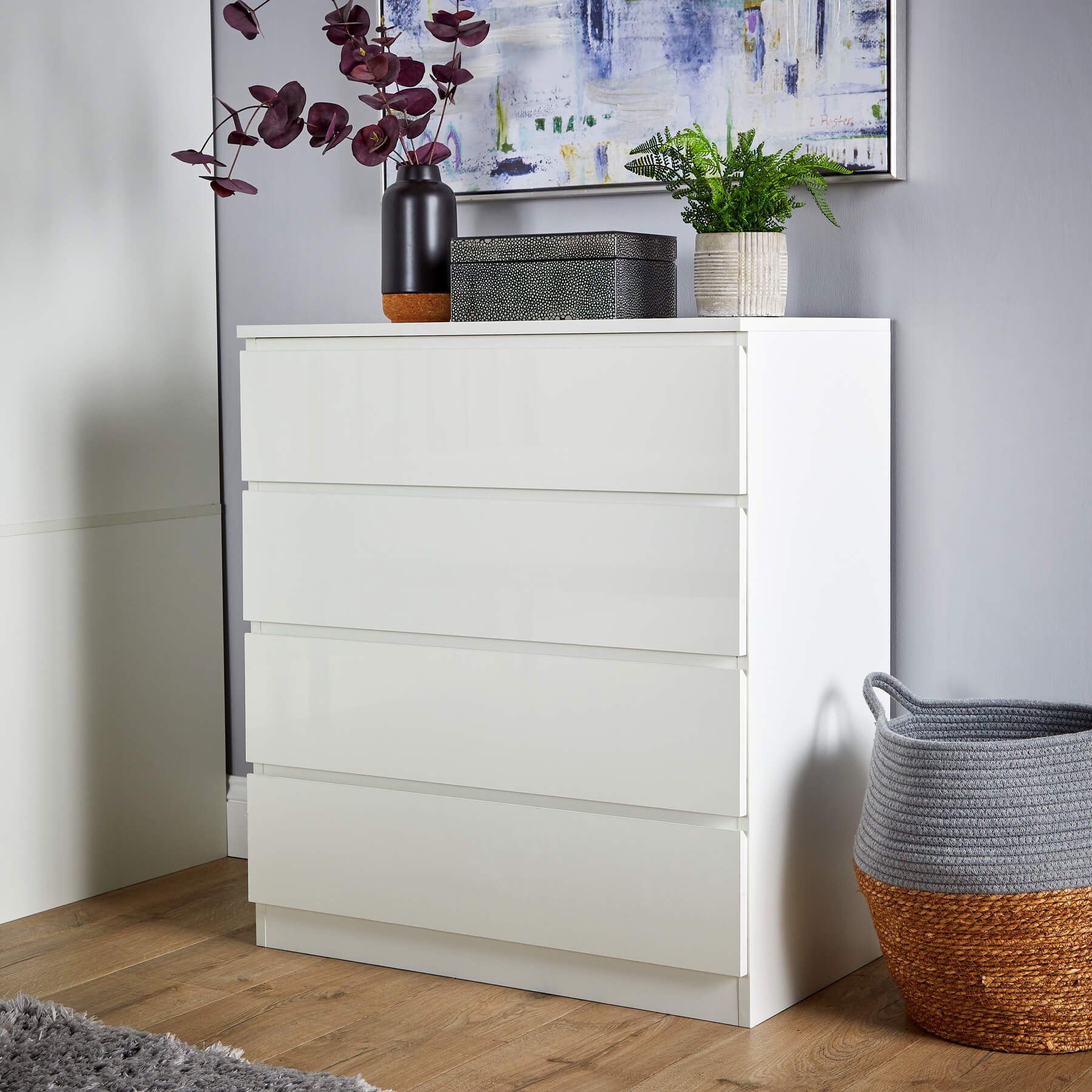 Home Source Lugano 4 Drawer Chest – White