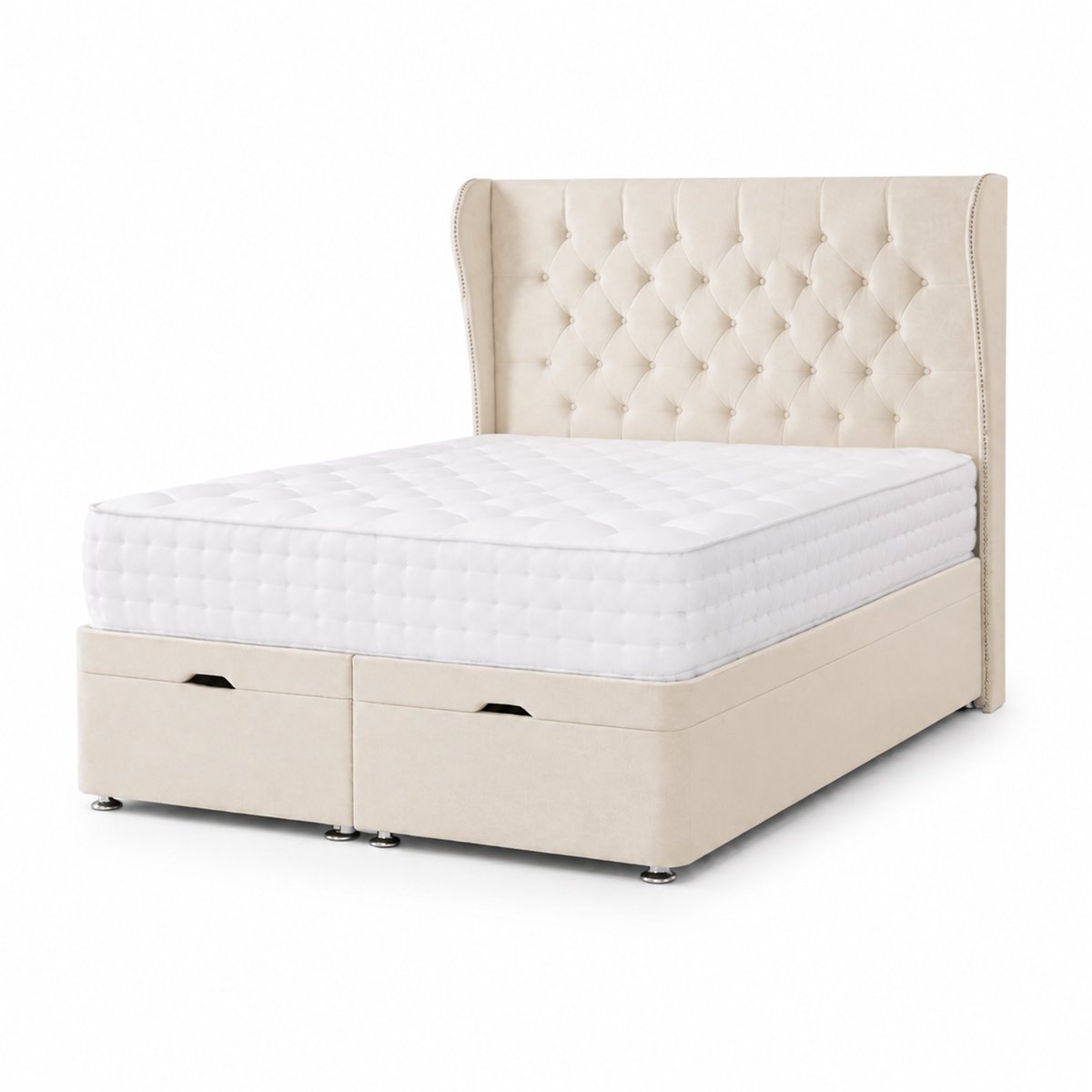Comfy Deluxe Oscar 6ft Super King  Ottoman End Lift  Bed Set - Naples Cream