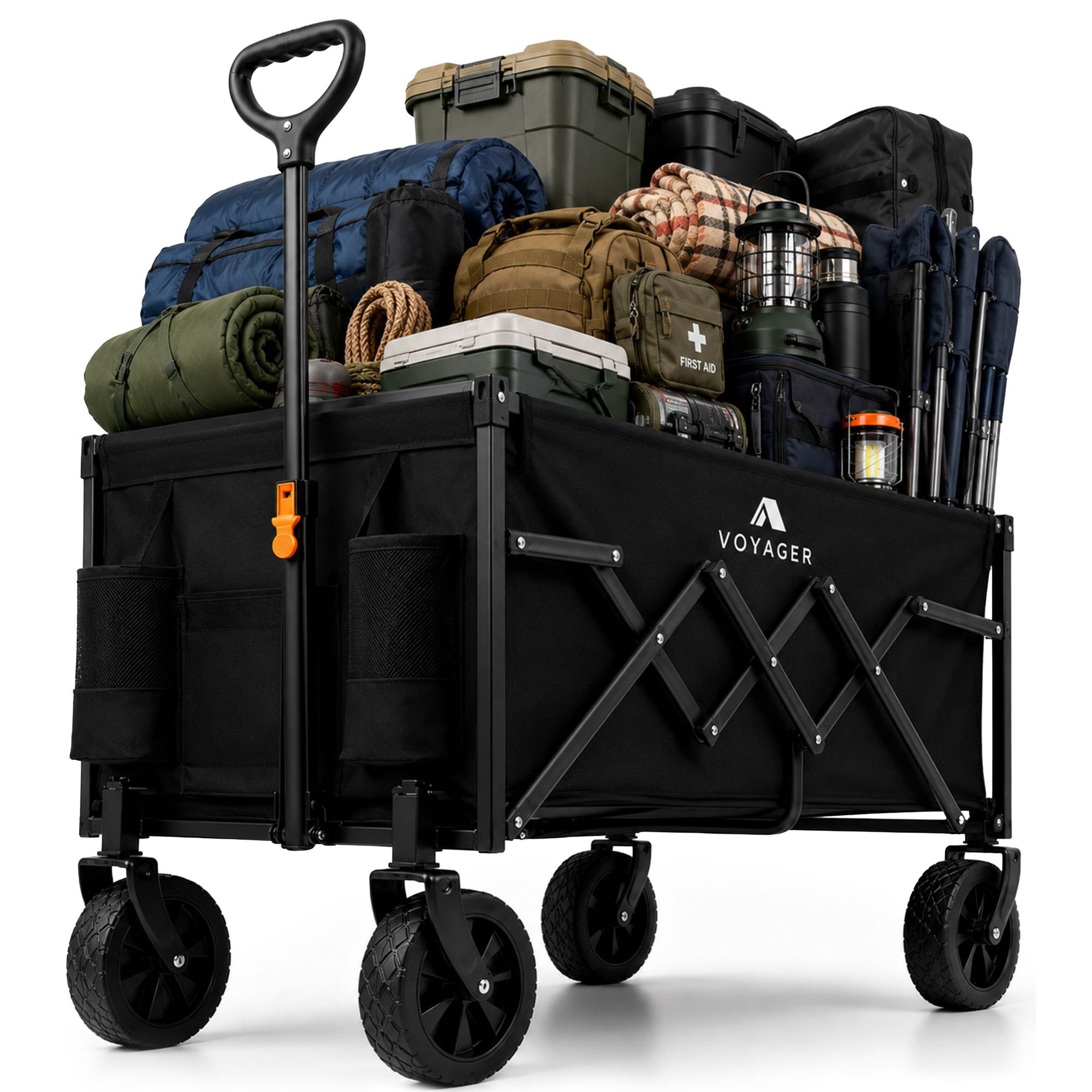 Voyager 120L Lightweight Folding Camping Wagon - Black