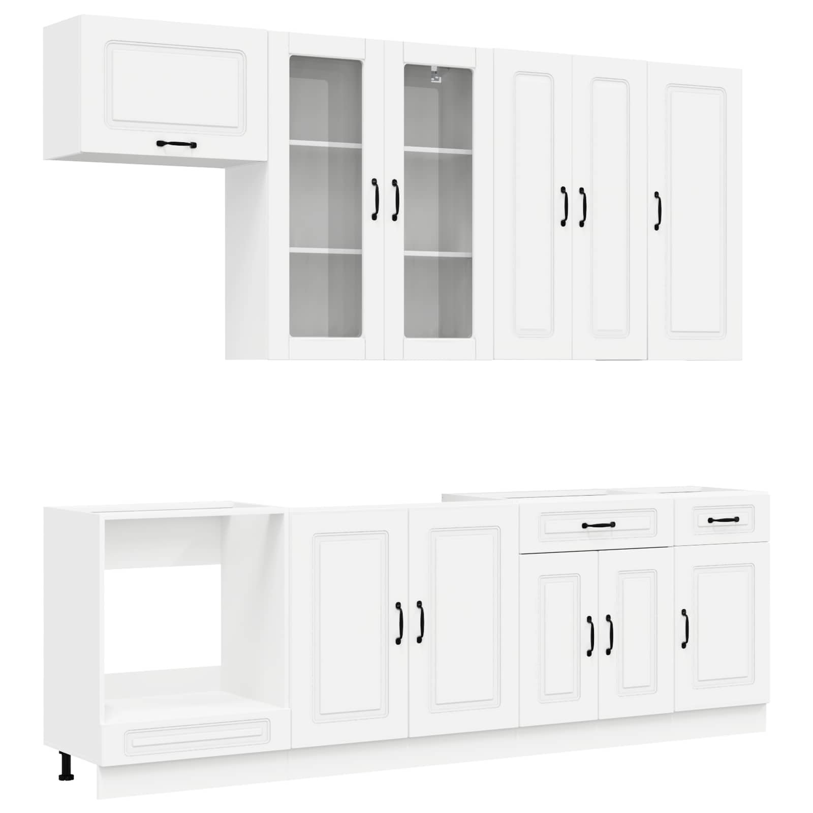 Walplus 8 Piece Engineered Wood Kitchen Unit Set - White