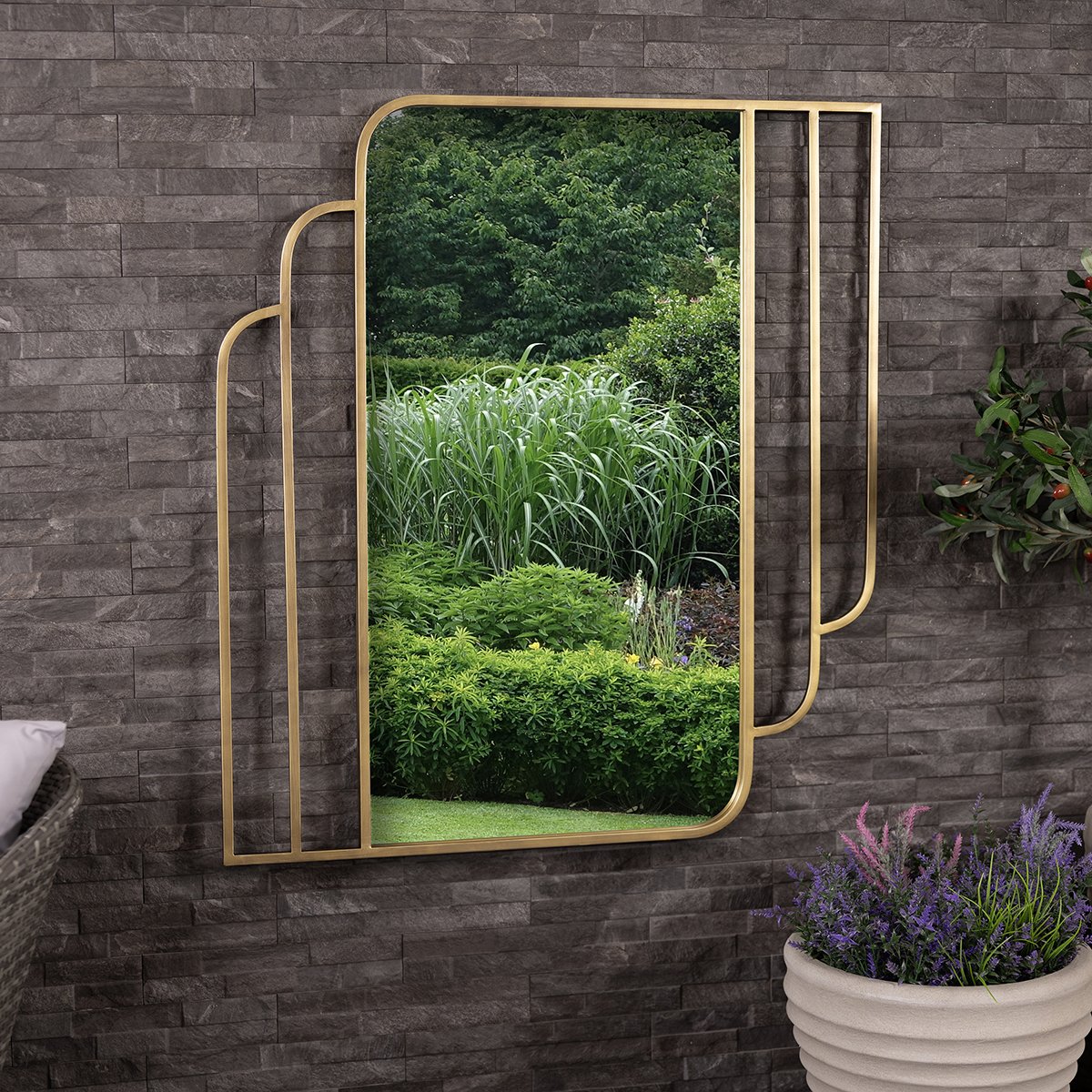 Charles Bentley Prague Rectangular Weather Resistant Mirror - Gold