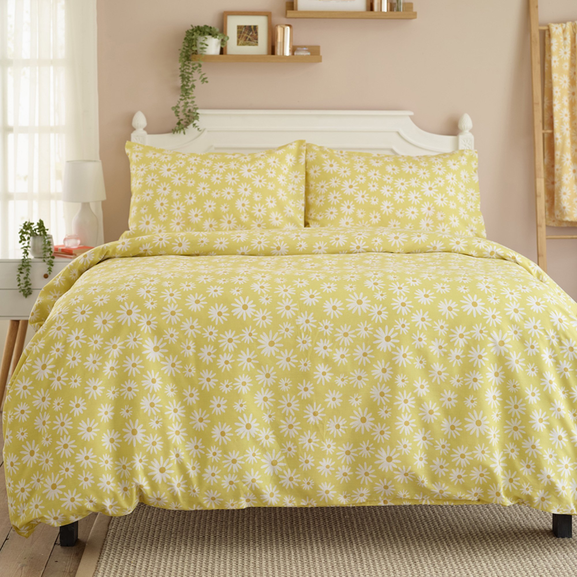 Deyongs Floral Duvet Cover Bedding Set Yellow Lazy Daisy - Double