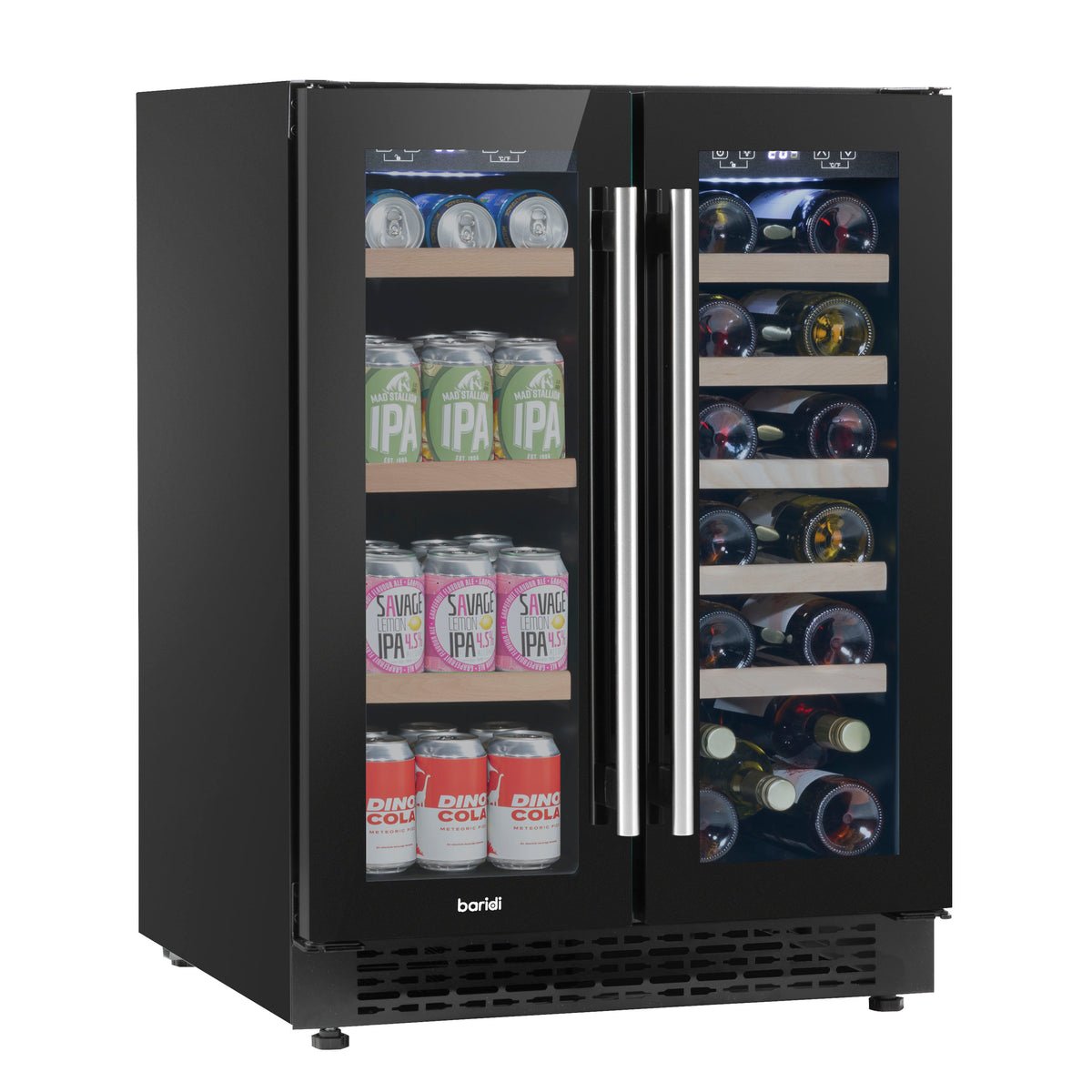 Baridi 40 Bottle and 120 Can Dual Zone Wine and Drinks Fridge - Black