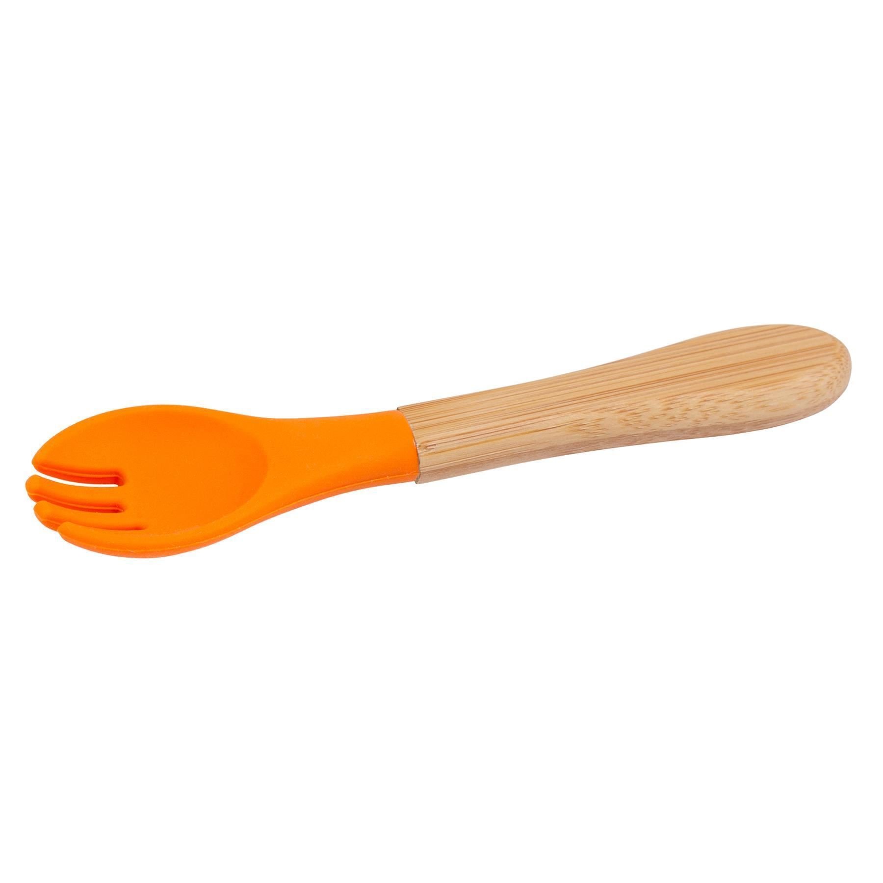 Tiny Dining Bamboo Baby Weaning Fork with Silicone Tip - Orange