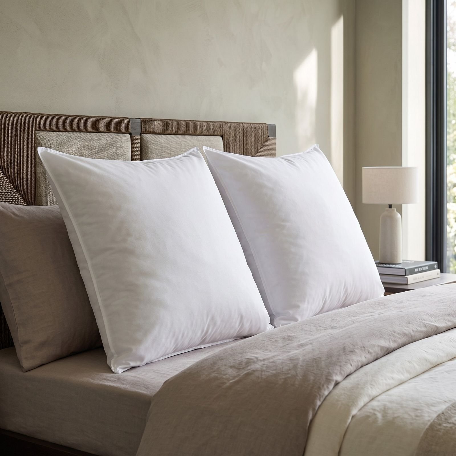 Homescapes Goose Feather and Down European Pillow Pair - 80 x 80 cm