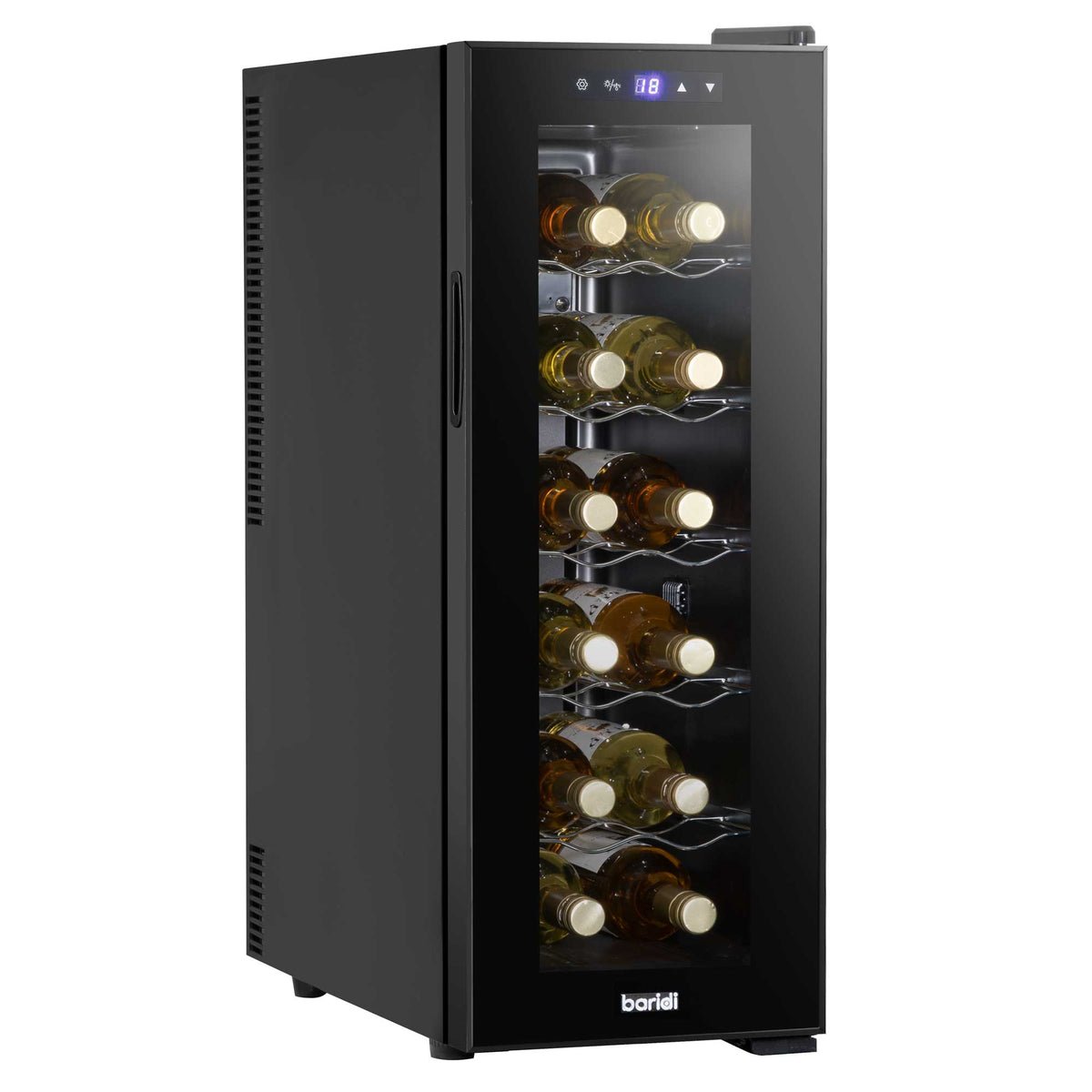 Baridi 12 Bottle Thermoelectric Touch Control Wine Fridge - Black