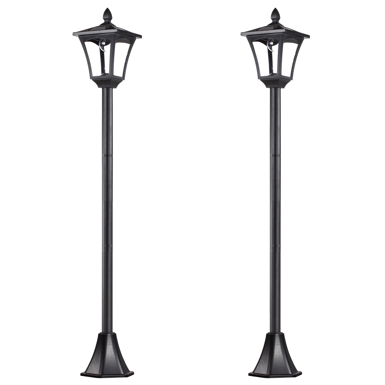 Outsunny 2 Solar Sensor LED Post Lamp – Black