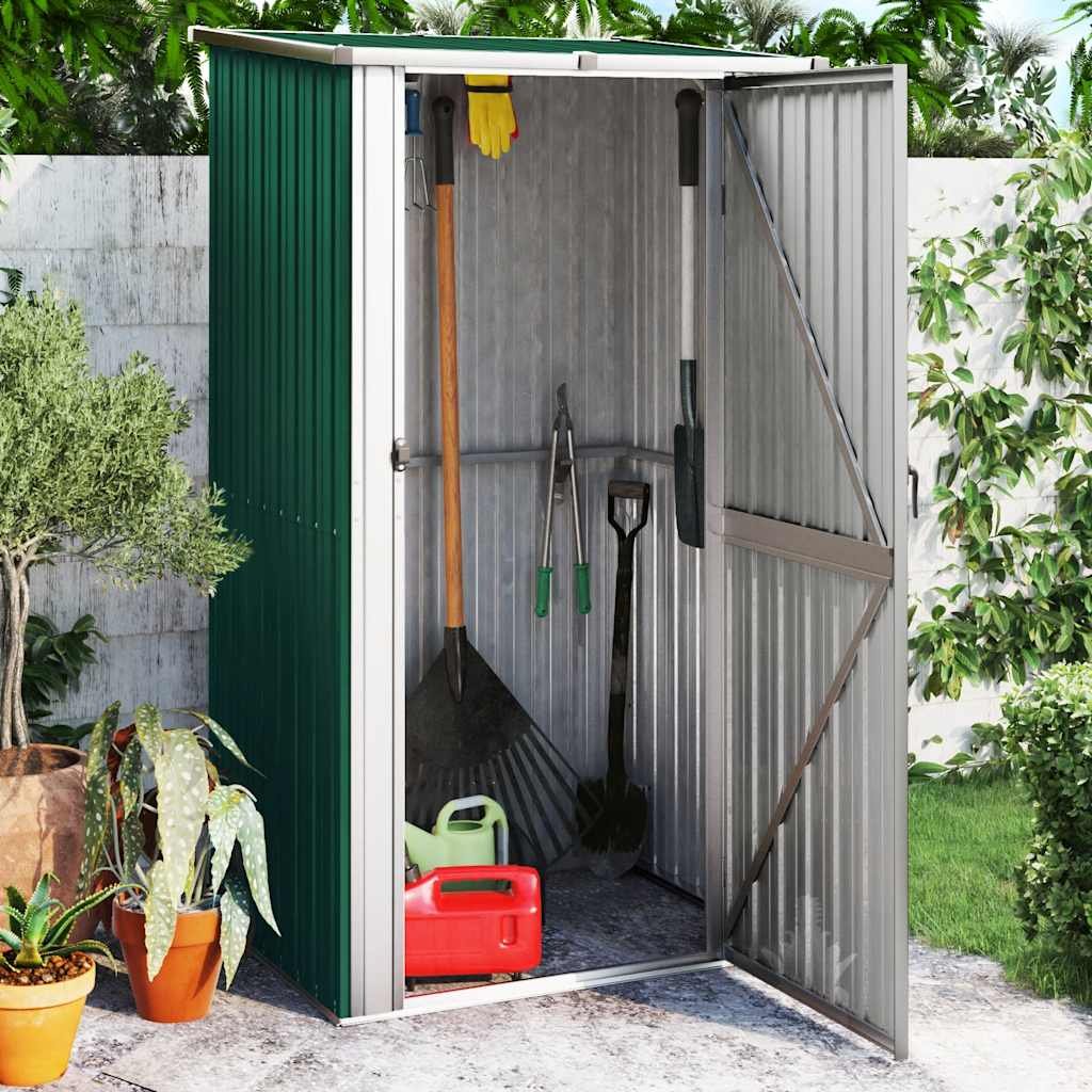 Walplus Galvanised Steel Garden Shed - Green - 118.5 x 97 x 209.5 cm