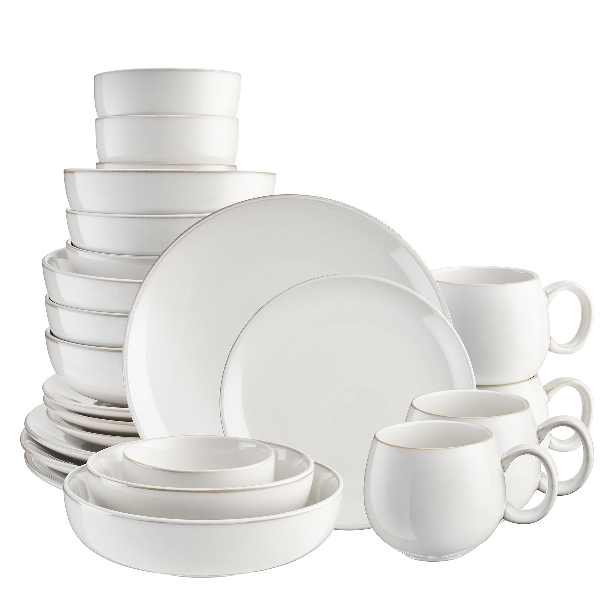 Cooks Professional 24 Piece Nordic Stoneware Dinnerware Set - White