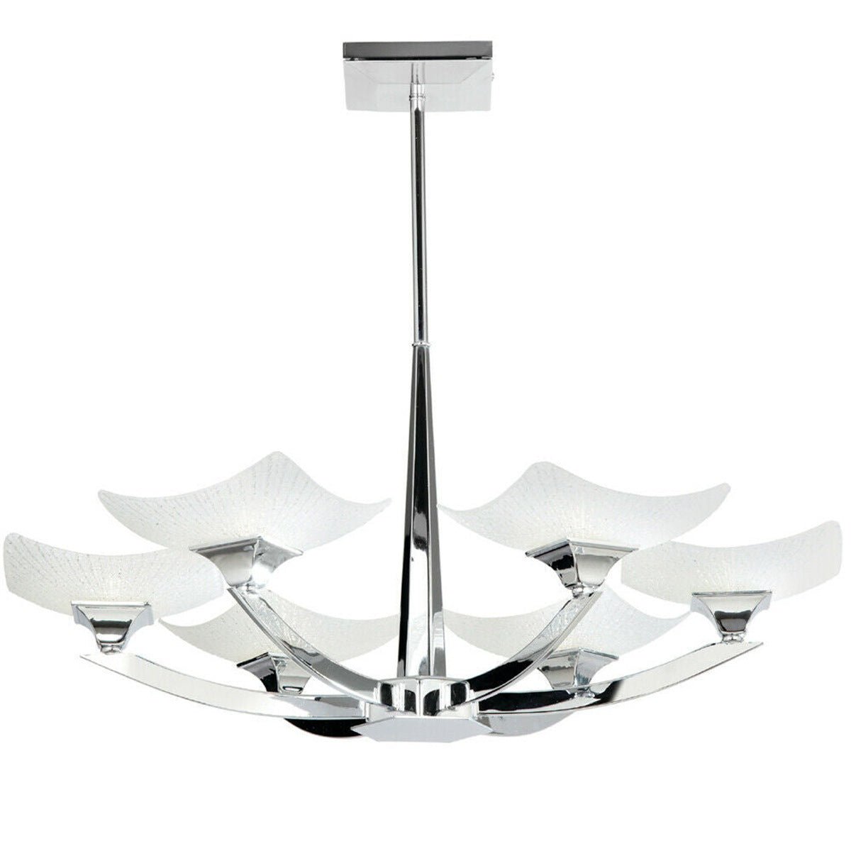 Loops Direct Steel and Glass Semi Flush Ceiling Light - Chrome and Scavo Glass