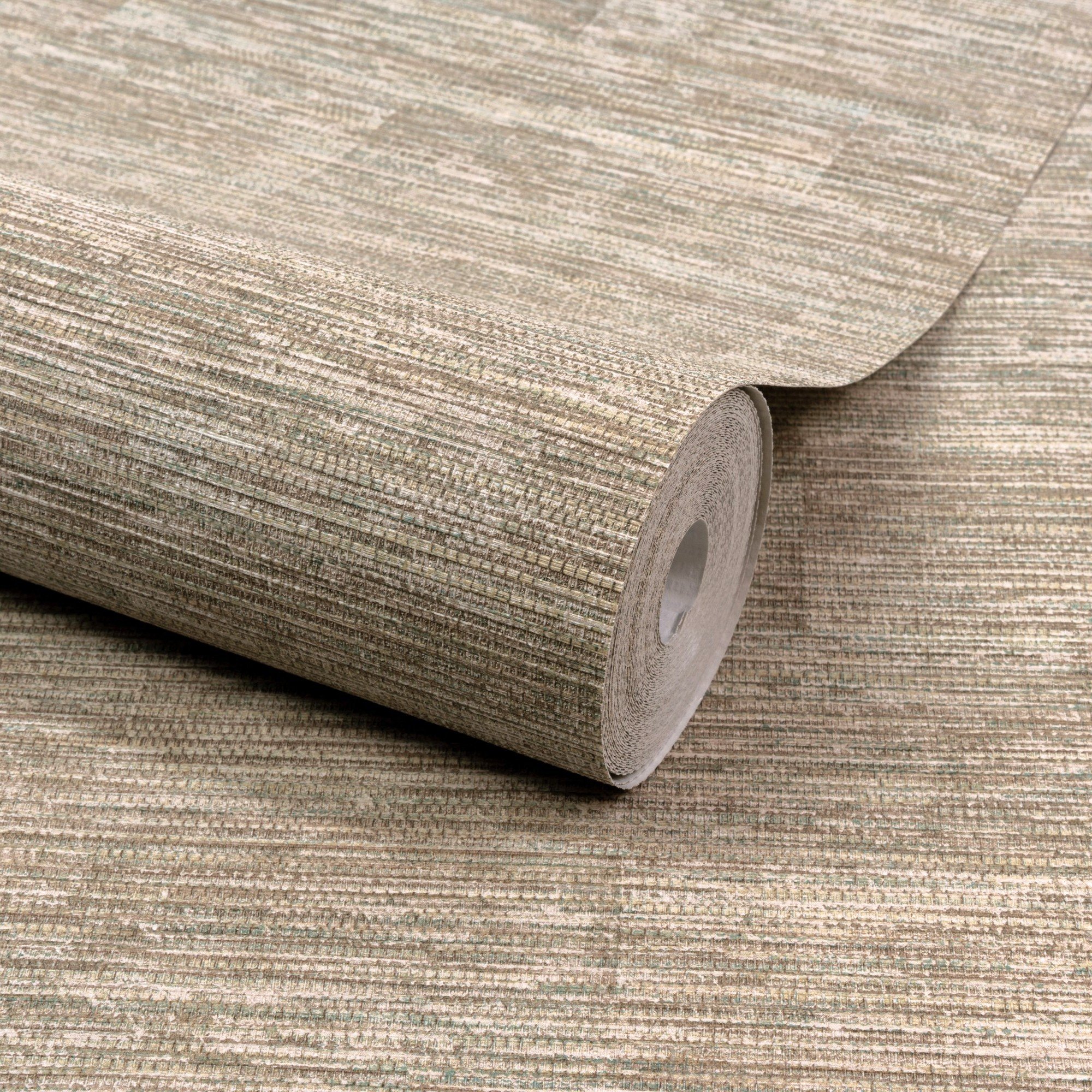 Grandeco Boutique Johor Fabric Stripe Embossed Wallpaper - Neutral