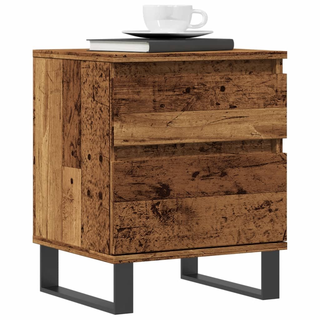 Walplus 1 Drawer Engineered Wood Bedside Cabinet - Dark Wood - 40 x 35 x 50 cm