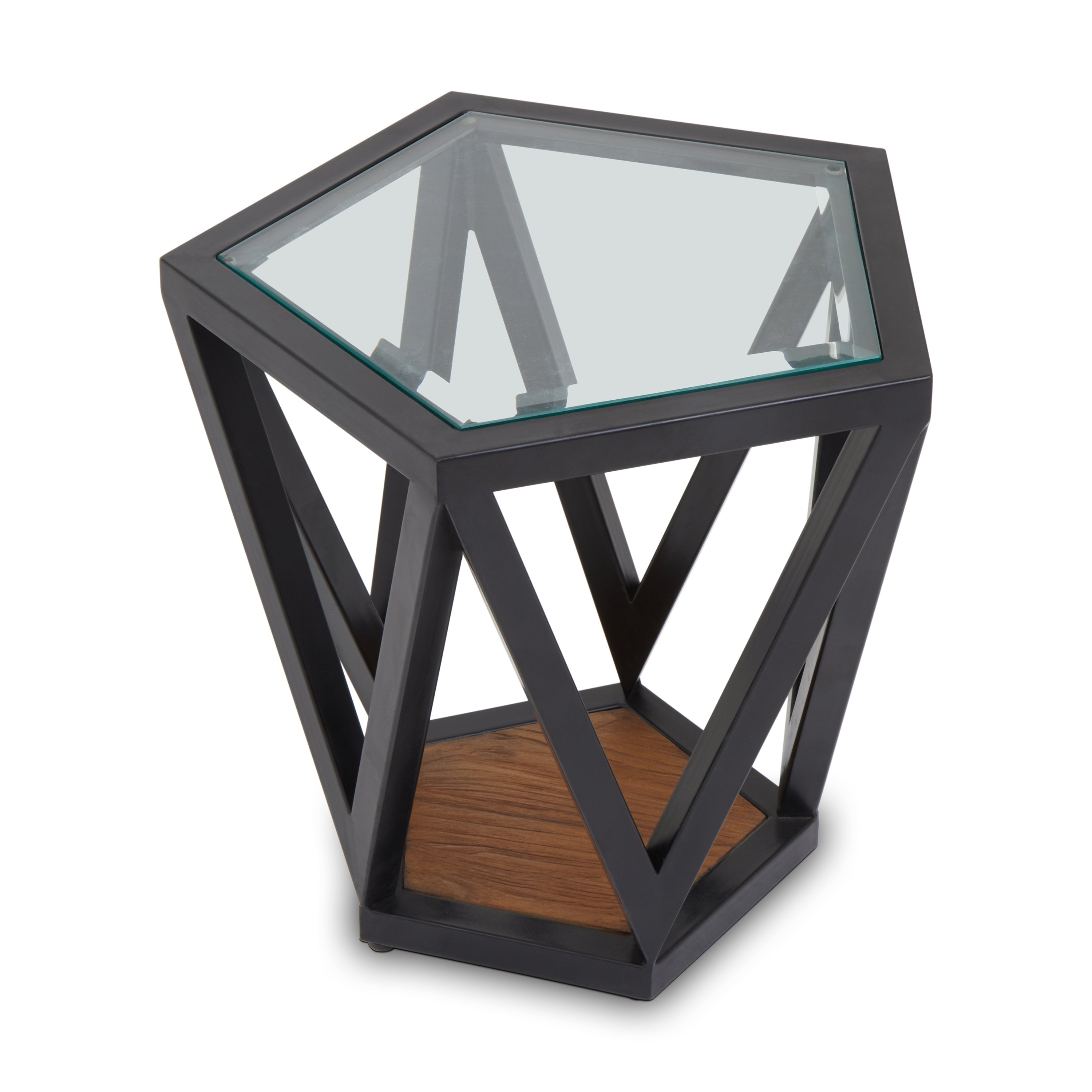 Orsina Cibo Hexagon Glass Side Table – Clear & Black