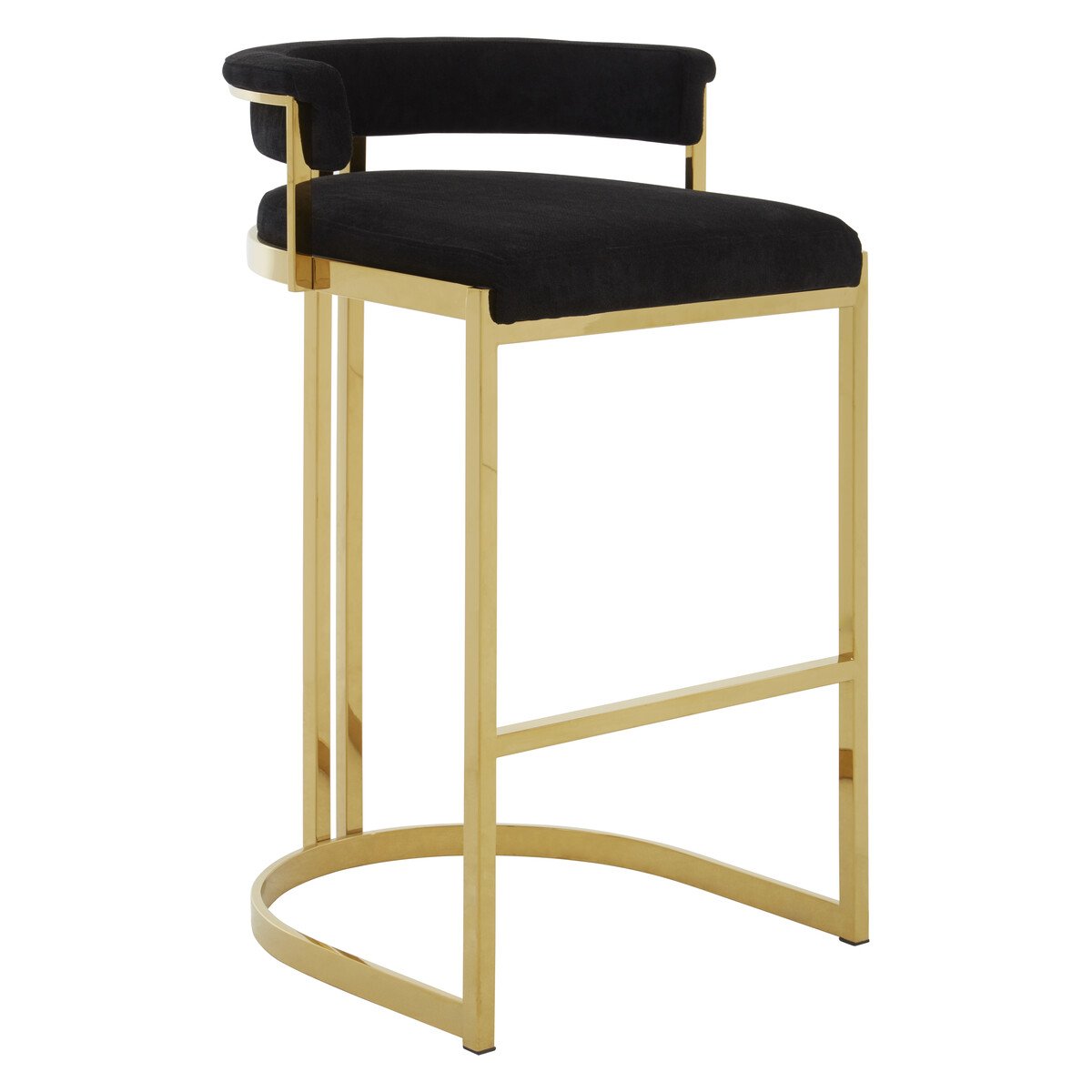 Orsina Piermount Velvet Bar Stool - Black & Gold