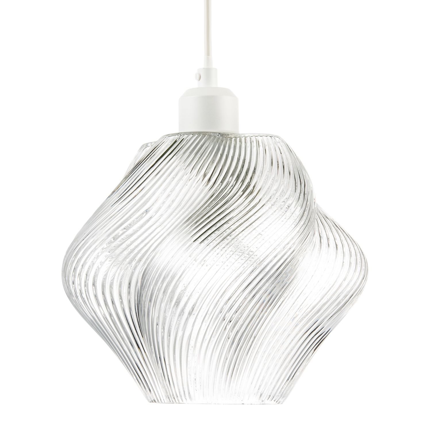 Happy Homewares Clear Twisted Glass with Etched Grooves Pendant Shade - 22cm