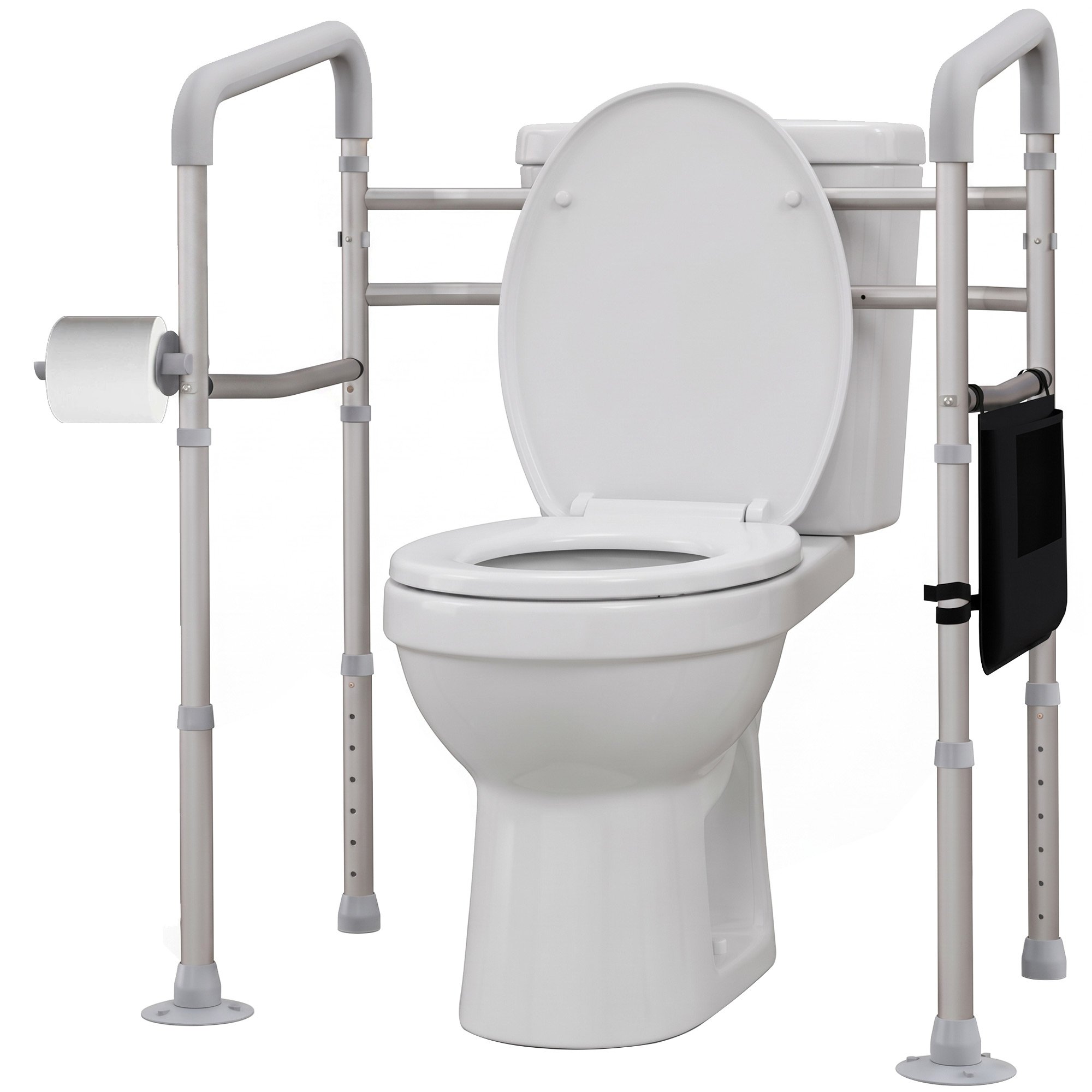 HOMCOM 136kg Adjustable Aluminium Freestanding Toilet Frame – Silver