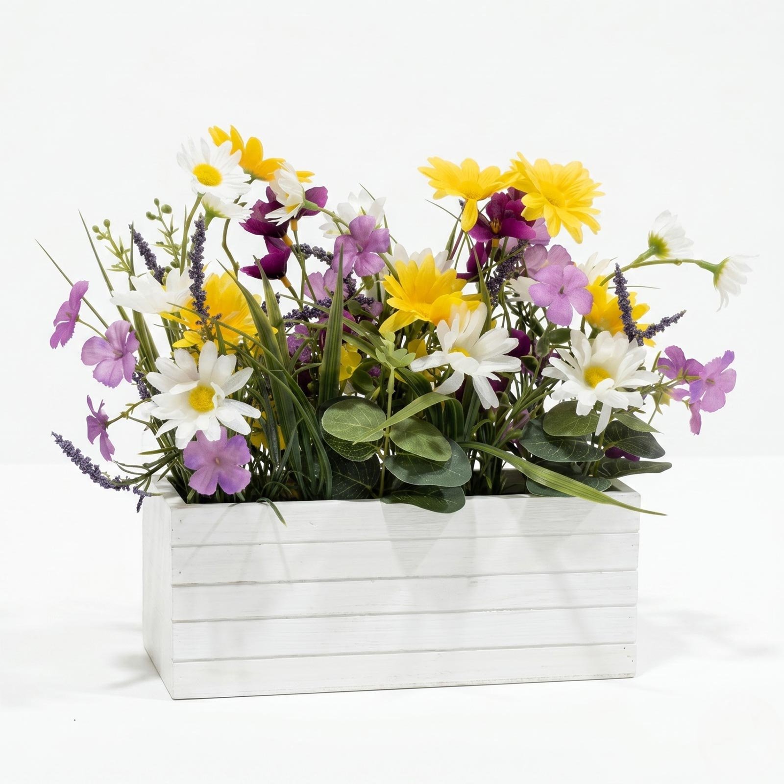 Homescapes Rustic Trug Artificial Flowers - Yellow