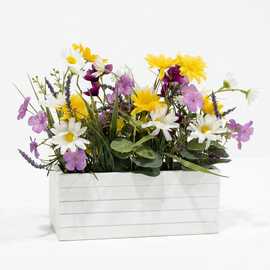 Homescapes Rustic Trug Artificial Flowers - Yellow