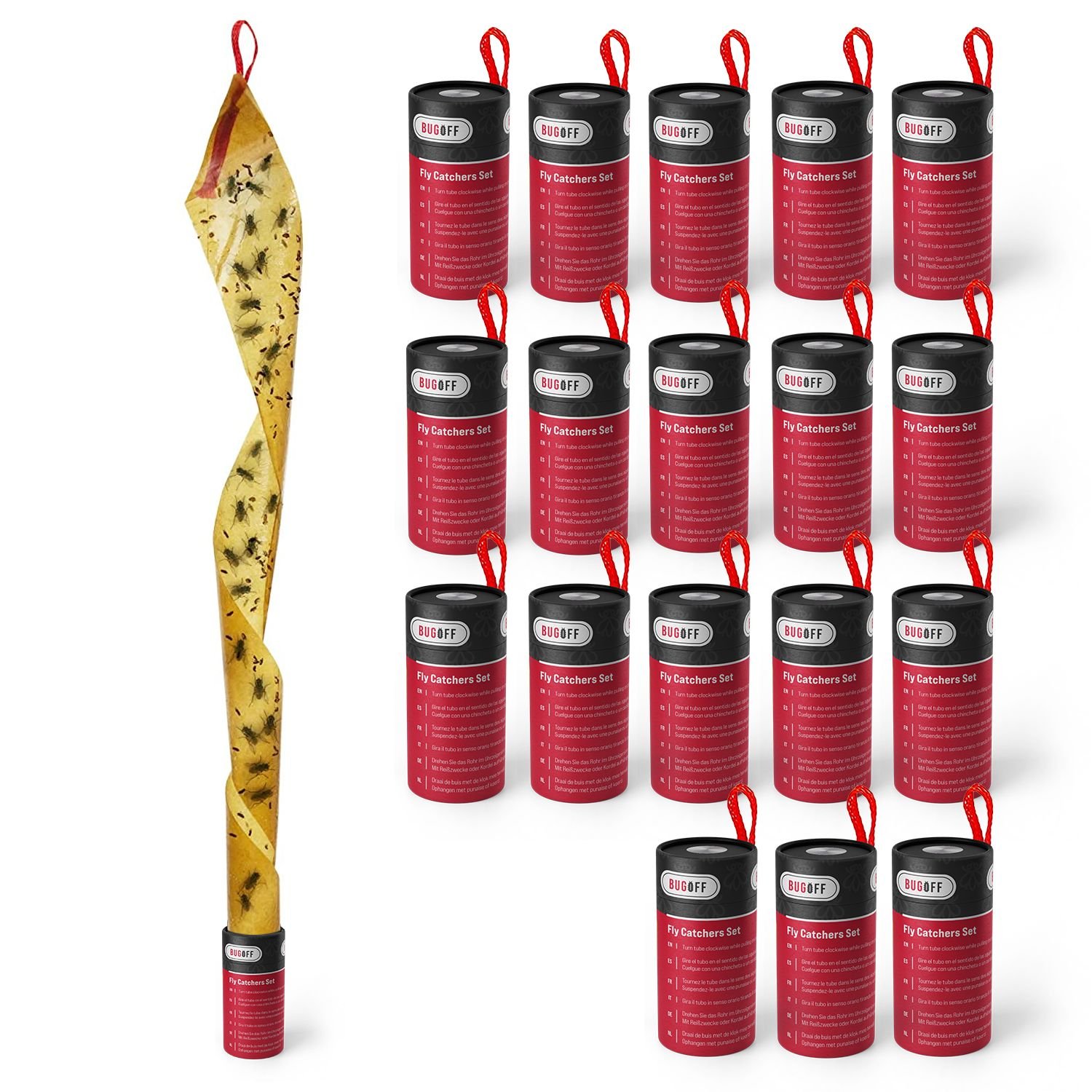Bug Off Double-Sided Sticky Fly Trap Tape - Pack of 18