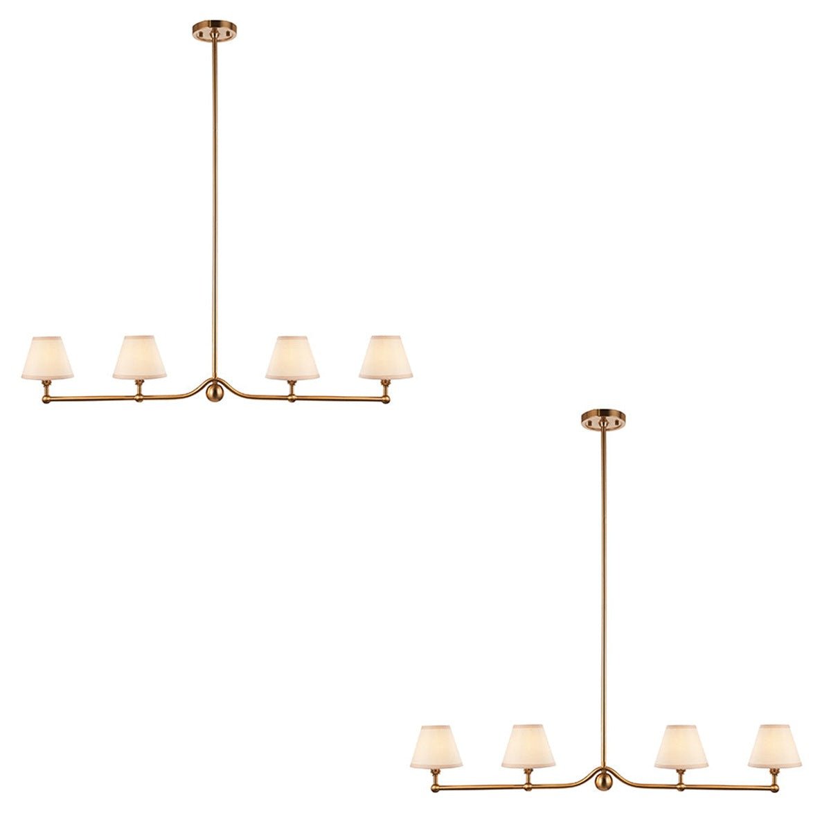 Loops Direct Set of 2 Steel and Fabric 4-Light Pendant - Brushed Aged Brass