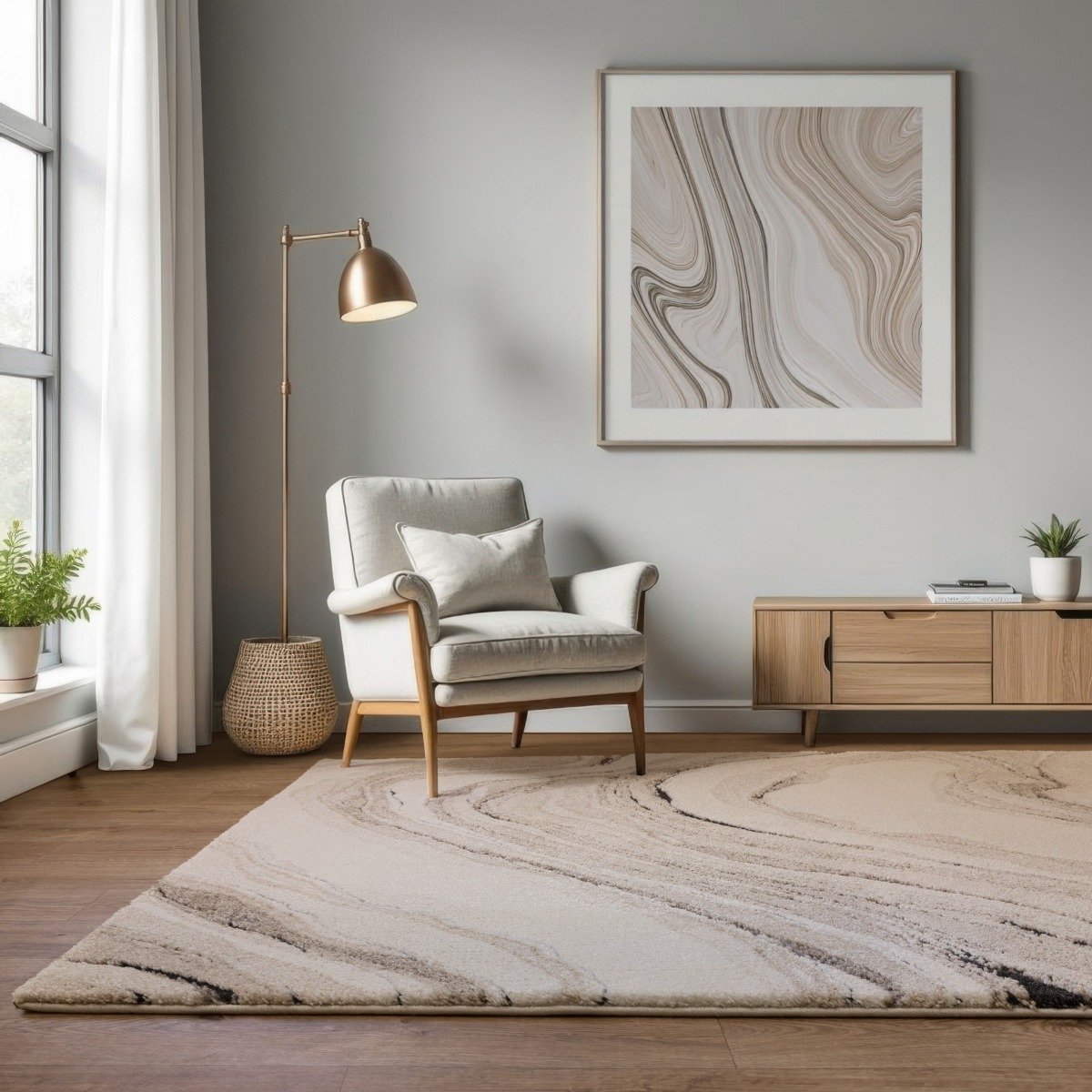Mega Flooring Beige Modern Abstract Rug - 160 x 230cm
