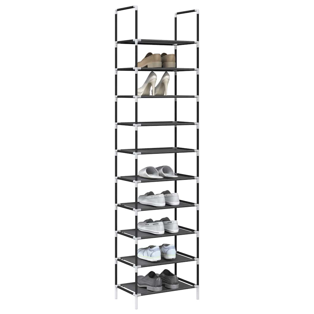 Walplus Steel Shoe Rack - Black - 44 x 28 x 180 cm