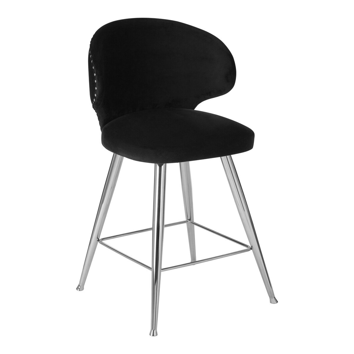 Orsina Piermount Velvet Bar Stool - Black