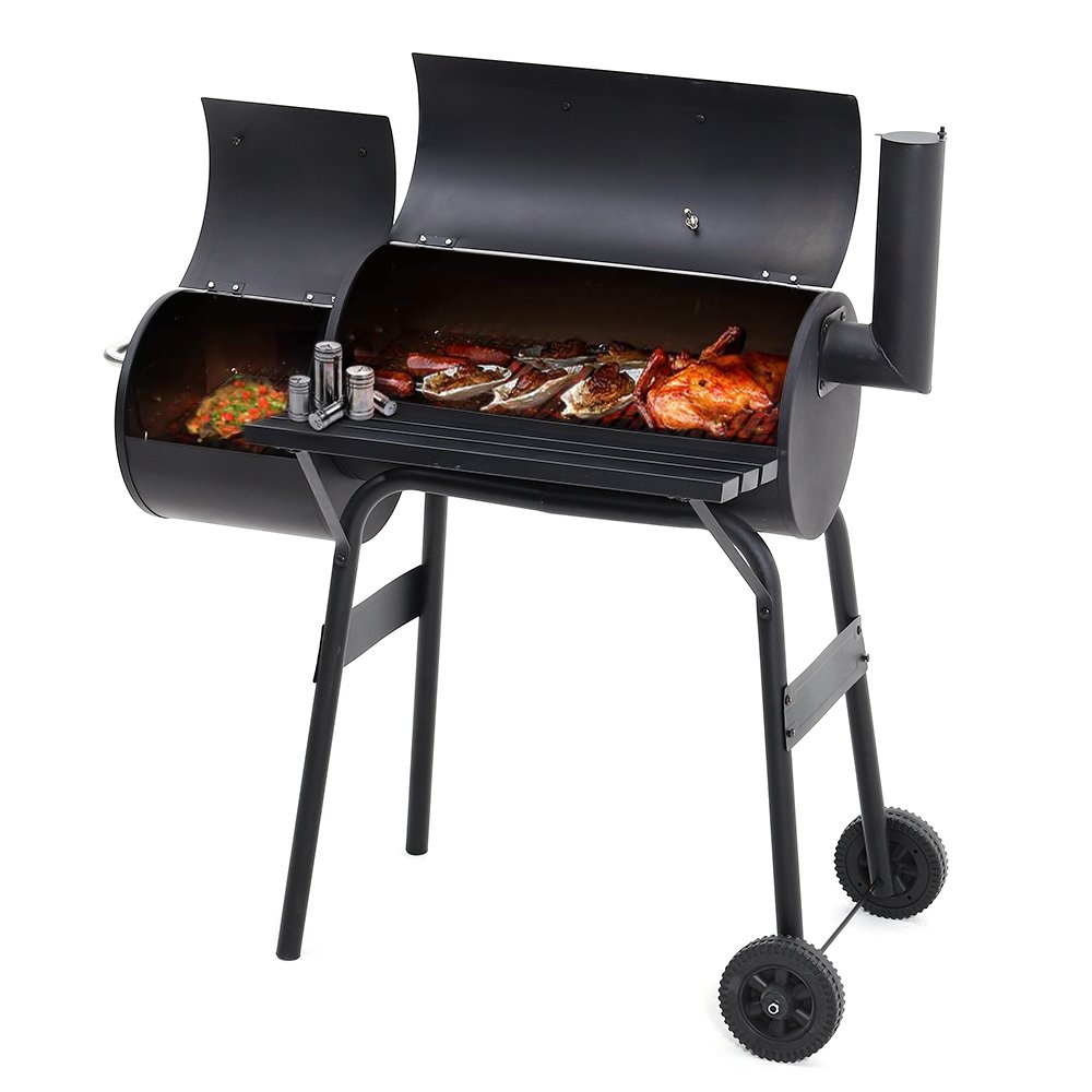 Living and Home Portable Outdoor Charcoal BBQ with Offset Smoker