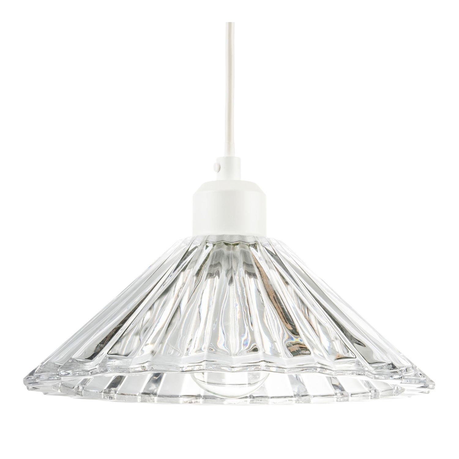 Happy Homewares Vertical Fluted Thick Clear Glass Pendant Shade - 25cm