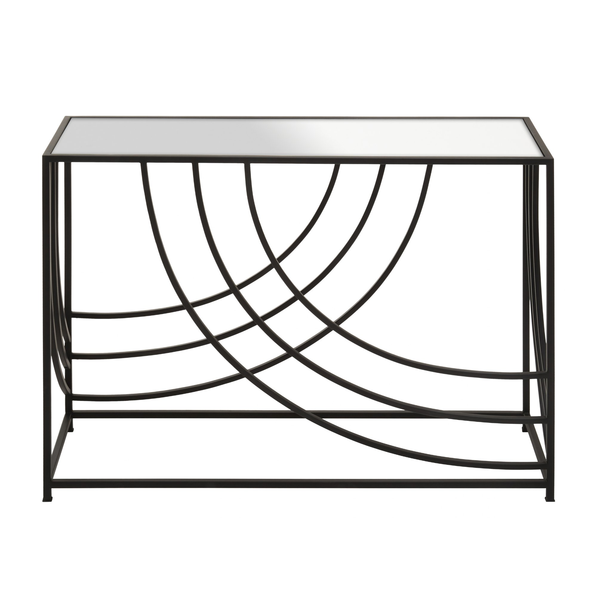 Orsina Logan Mirror Top Console Table – Black