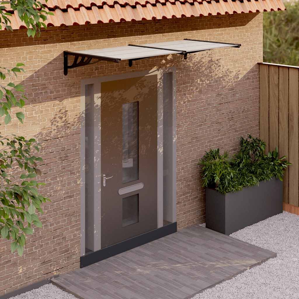 Walplus Polycarbonate Door Canopy - Black and Transparent - 199 x 90 x 27.5 cm