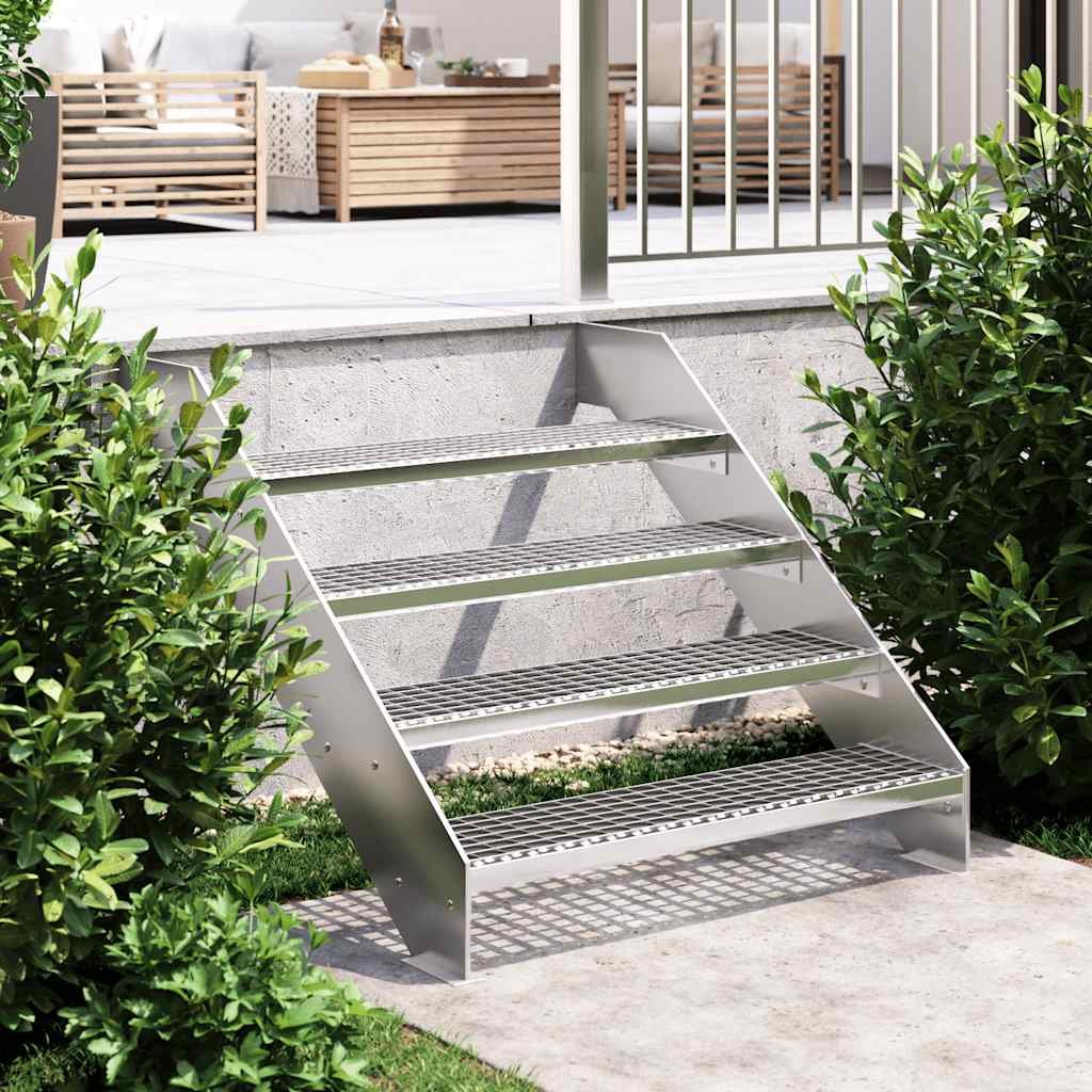 Walplus Press Locked Galvanised Steel Grate Step - Silver - 90 x 24 cm