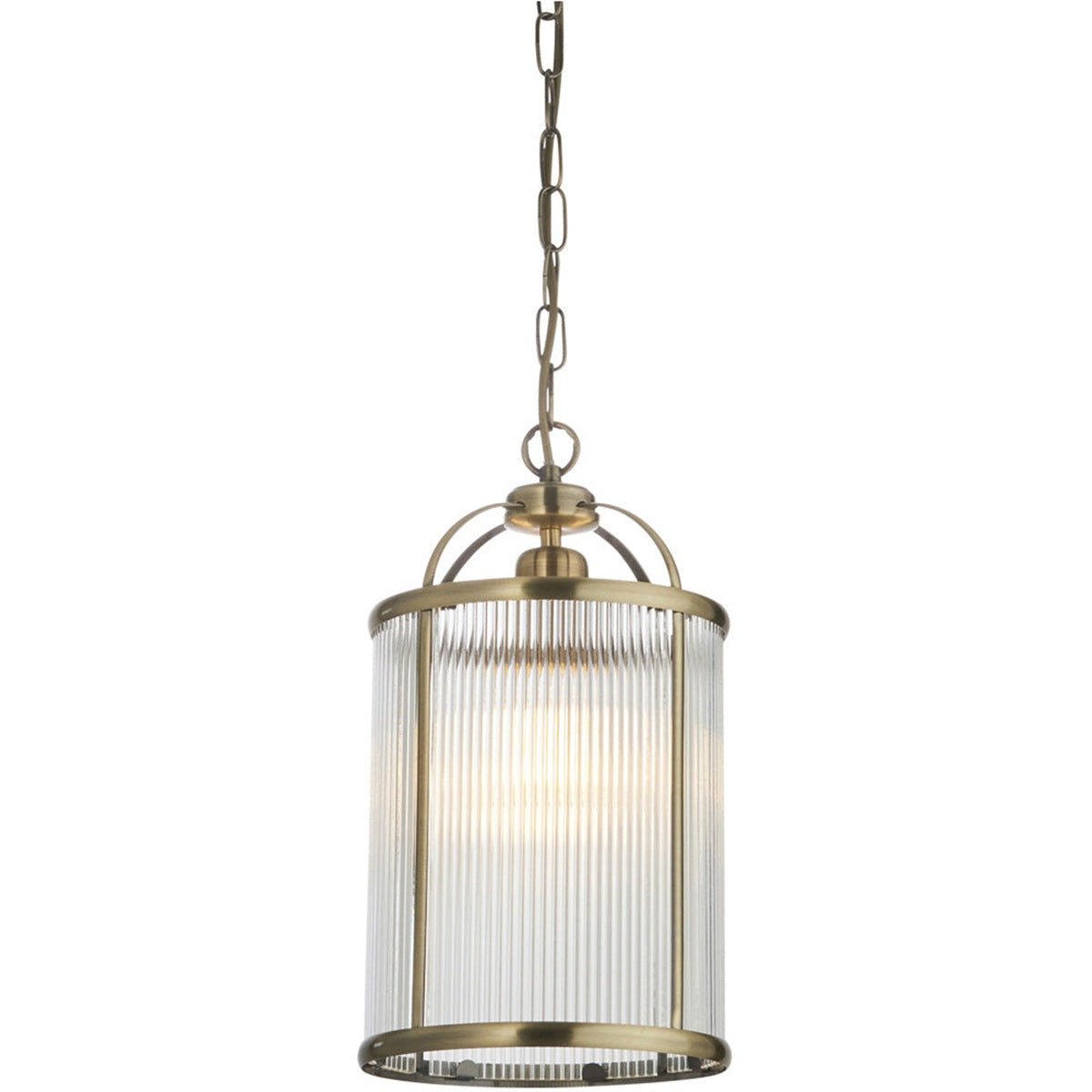 Loops Direct Steel and Glass Pendant Light - Antique Brass 10W