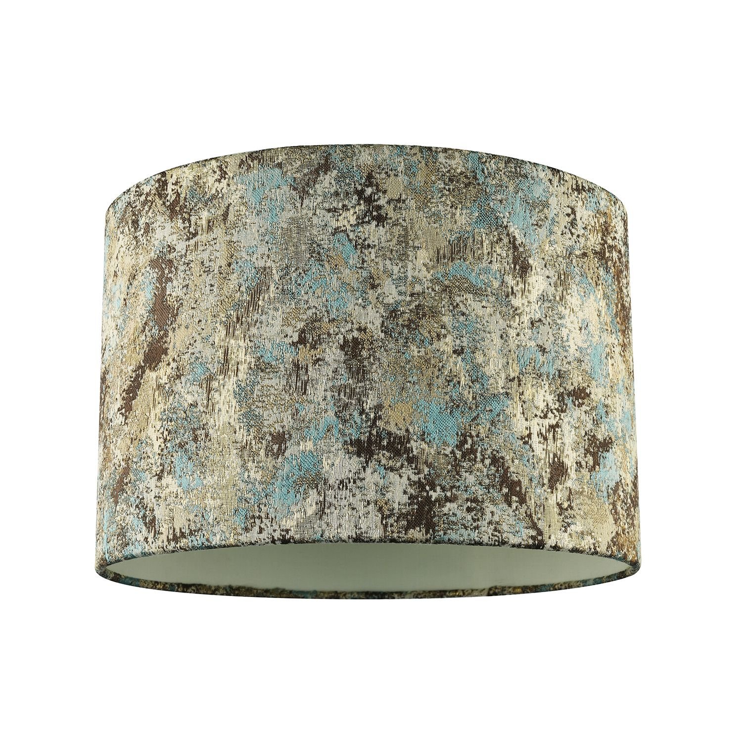 Happy Homewares Graphic Round Drum in Teal Cream and Taupe Lampshade - 30cm