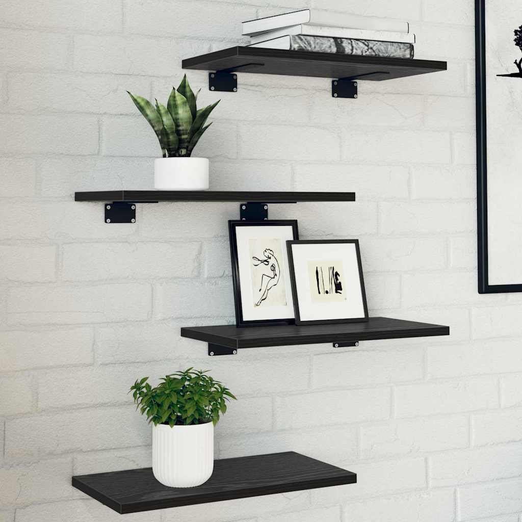 Walplus 3 Tier Engineered Wood Bookshelf - Black - 40 x 20 x 1.5 cm