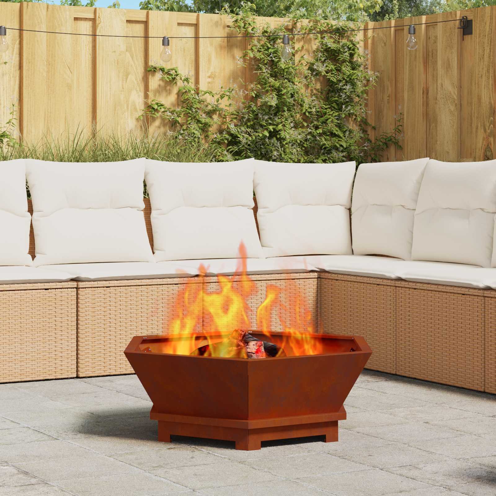 Walplus Steel Fire Pit Weathering - Brown - 75 x 75 x 28 cm