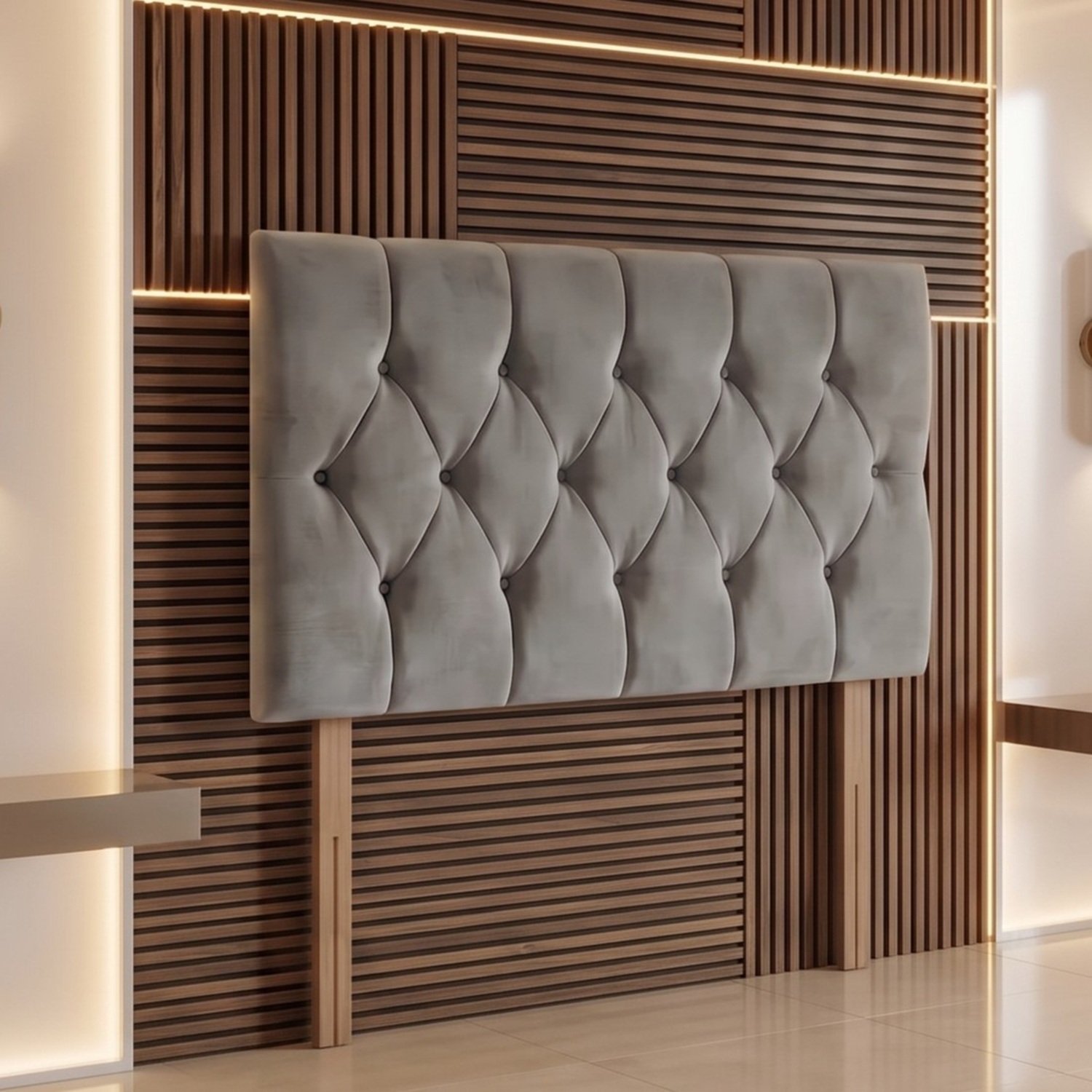 Somnior Chester Velvet Small Single 30" Upholstered Headboard - Silver