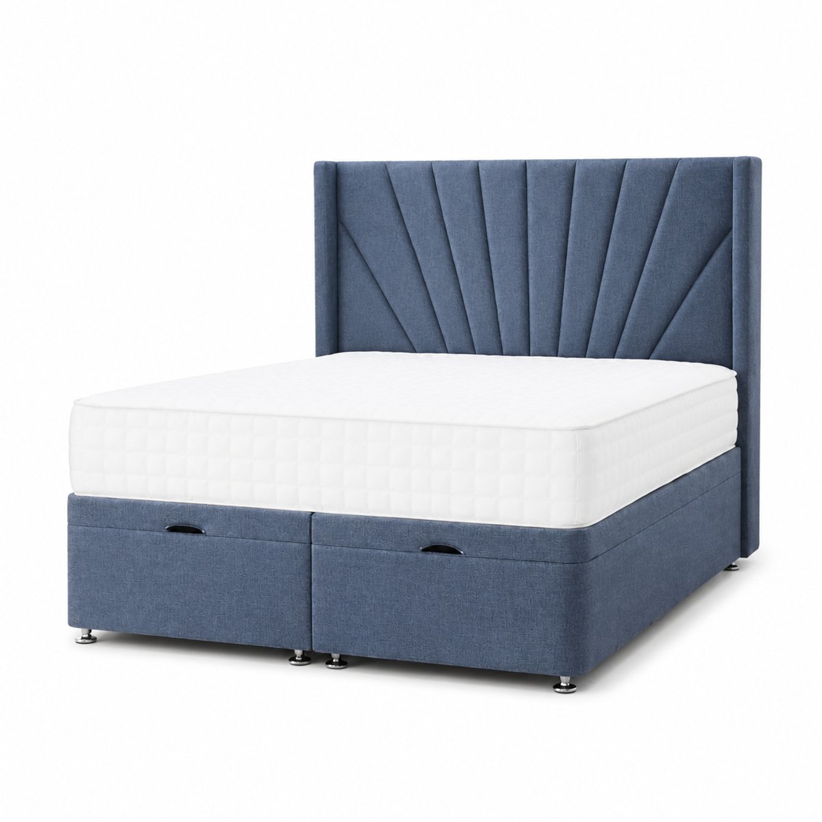 Comfy Deluxe Jasmine  4ft Small Double  Ottoman End Lift  Bed Set - Linen Blue