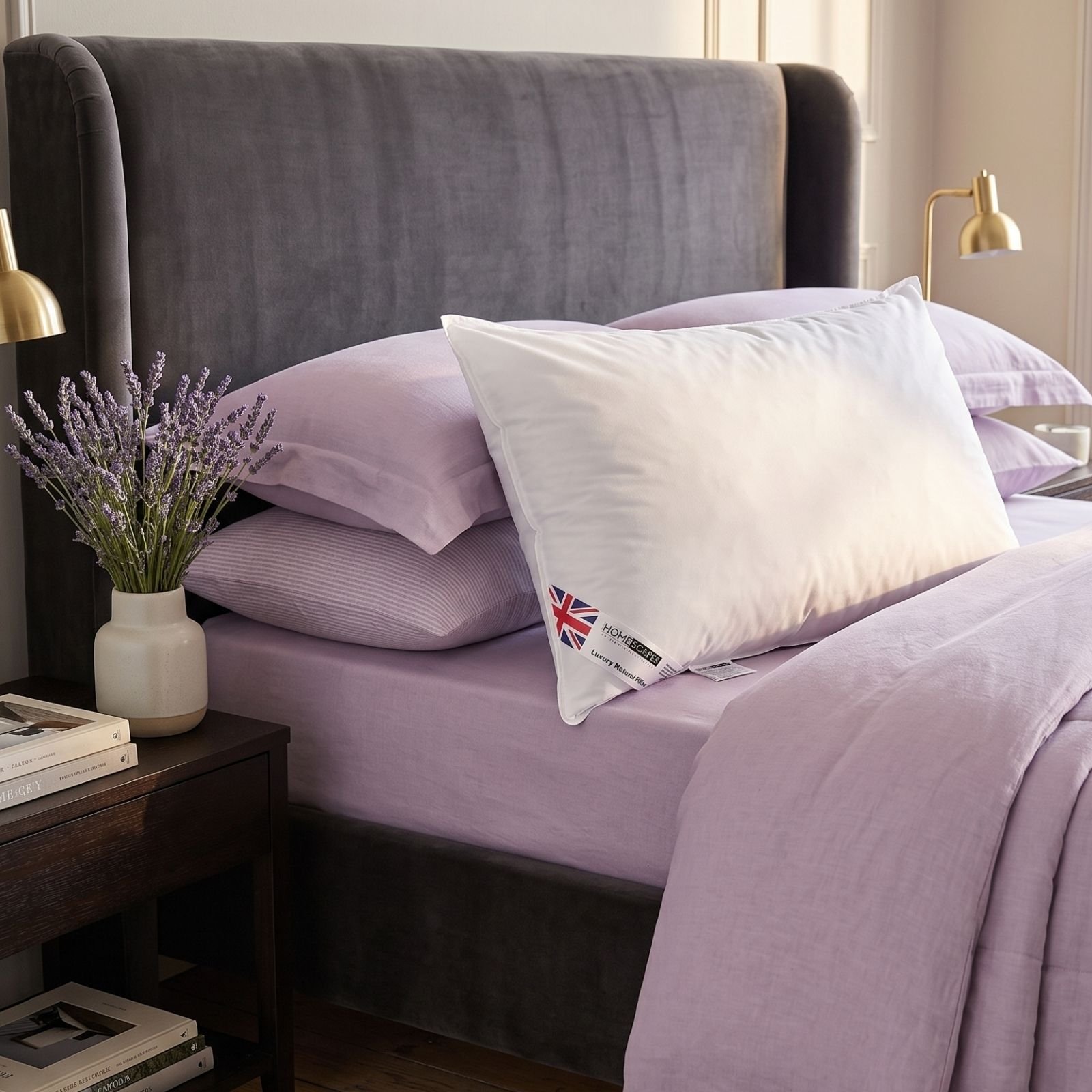 Homescapes Lavender Scented Goose Feather and Down Pillow