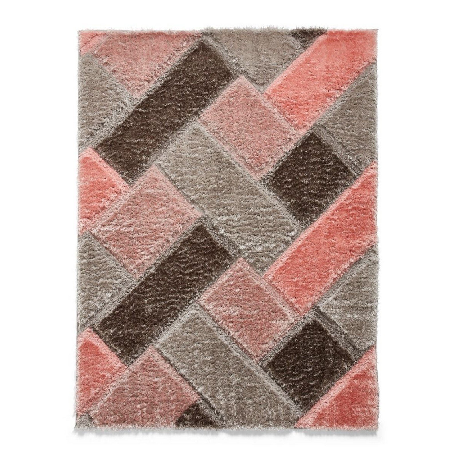 Mega Flooring Grey Shaggy Geometric Rug - 160 x 220cm