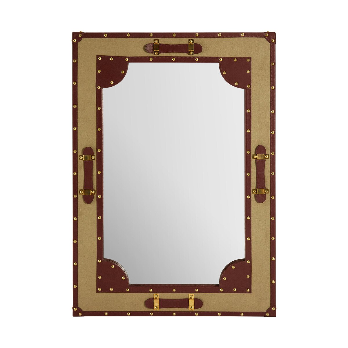 Orsina Columbus Canvas And Leather Trim Wall Mirror – Gold